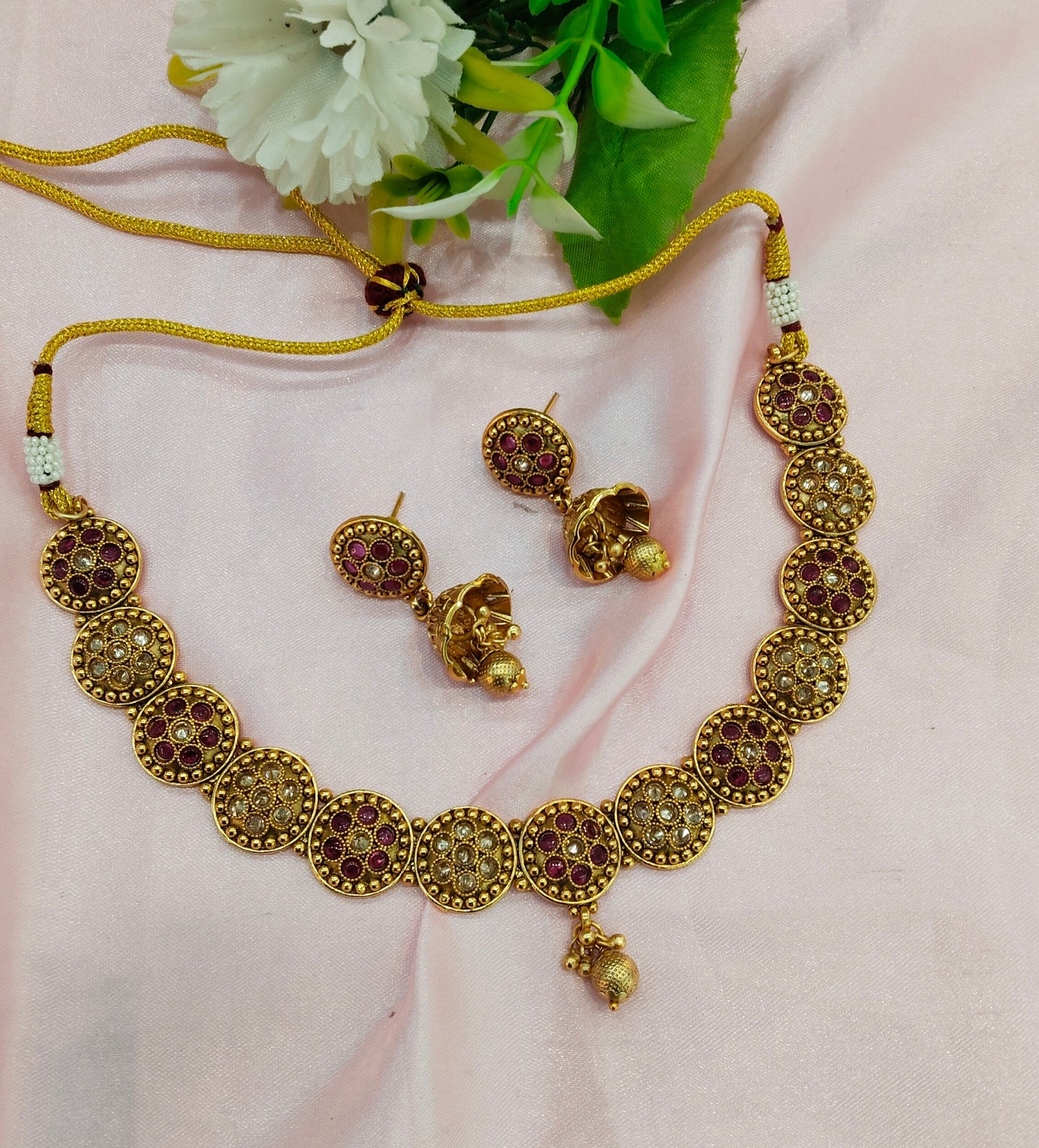 Ruby Gold Polki Necklace Jewellery Studio Set