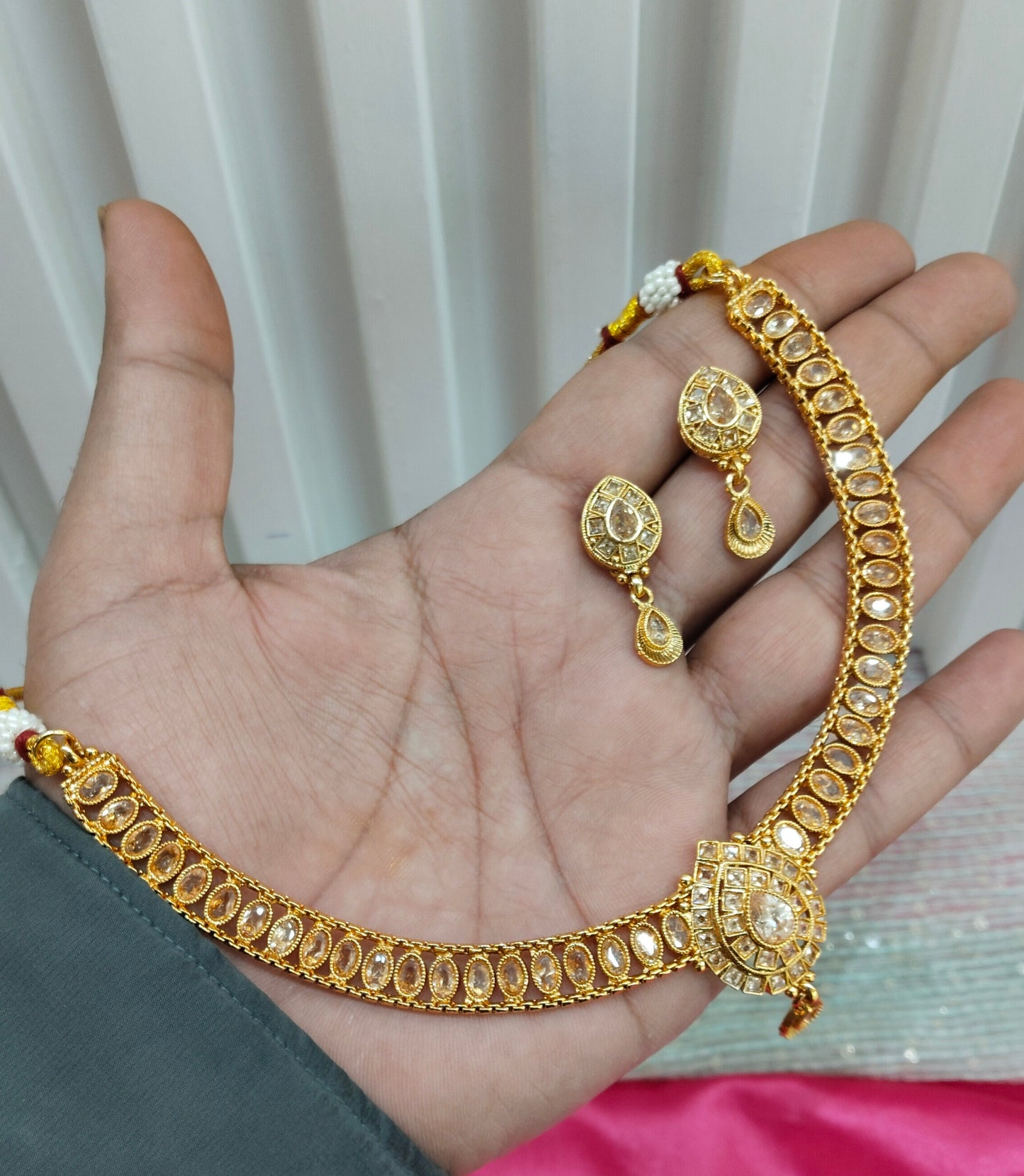 Gold Polki Necklace Jewellery Studio Set