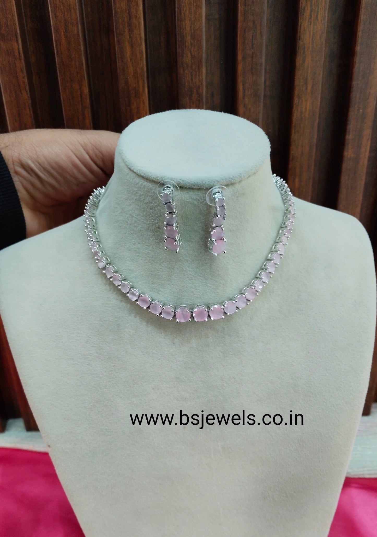 Pink Silver CZ Necklace Jewellery Lisbon Set