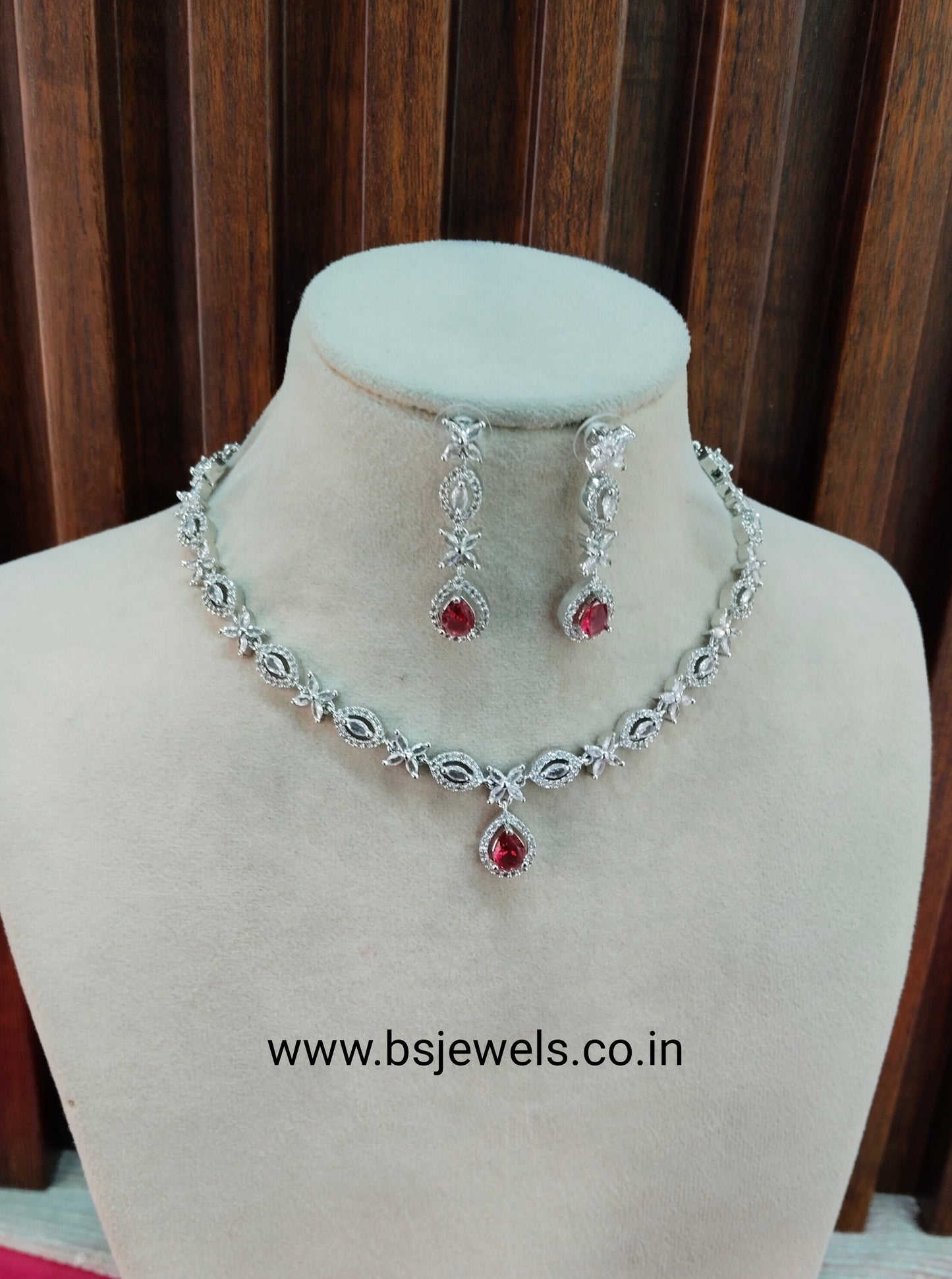 Ruby Silver CZ Necklace Jewellery Berlin Set