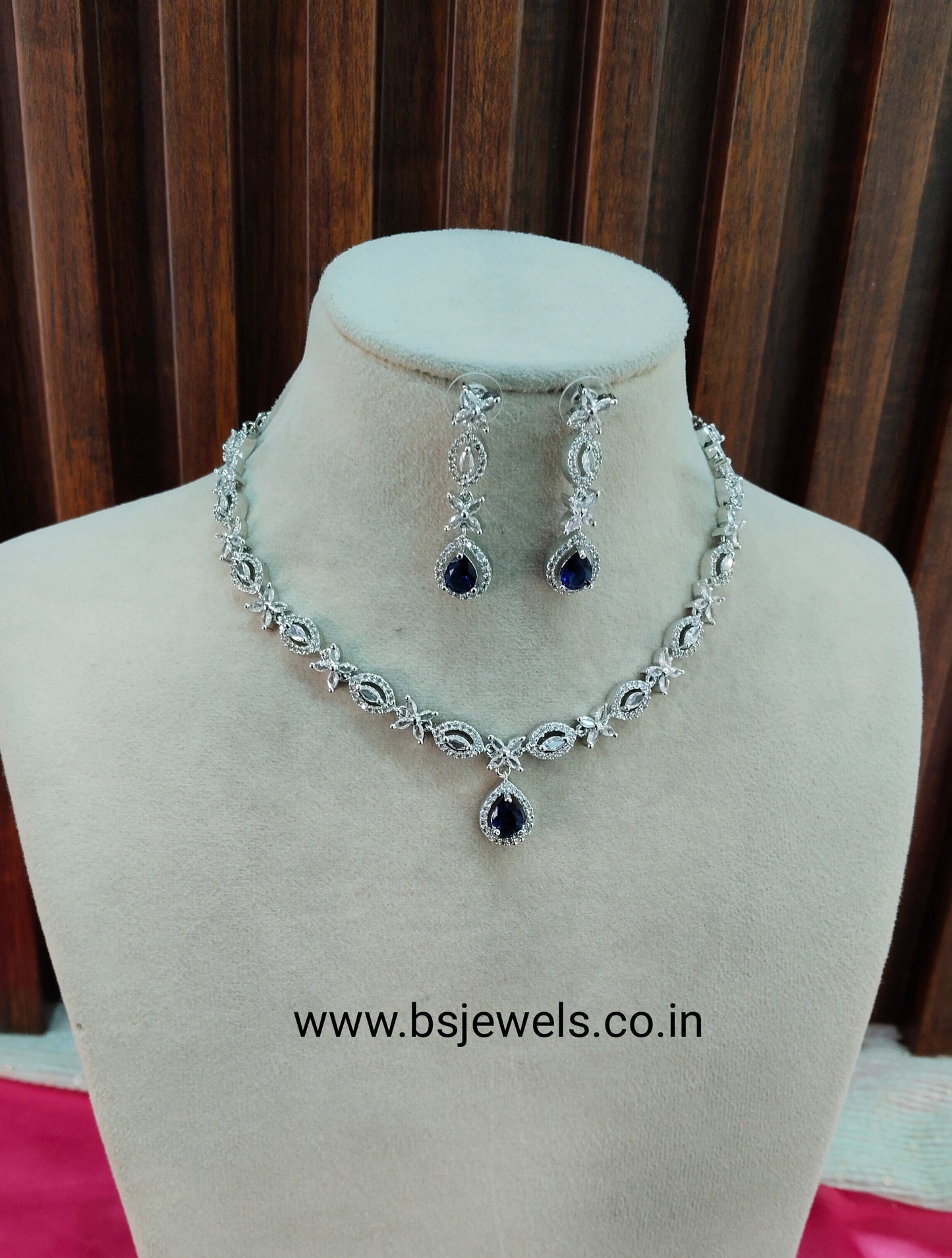 Blue Silver CZ Necklace Jewellery Berlin Set