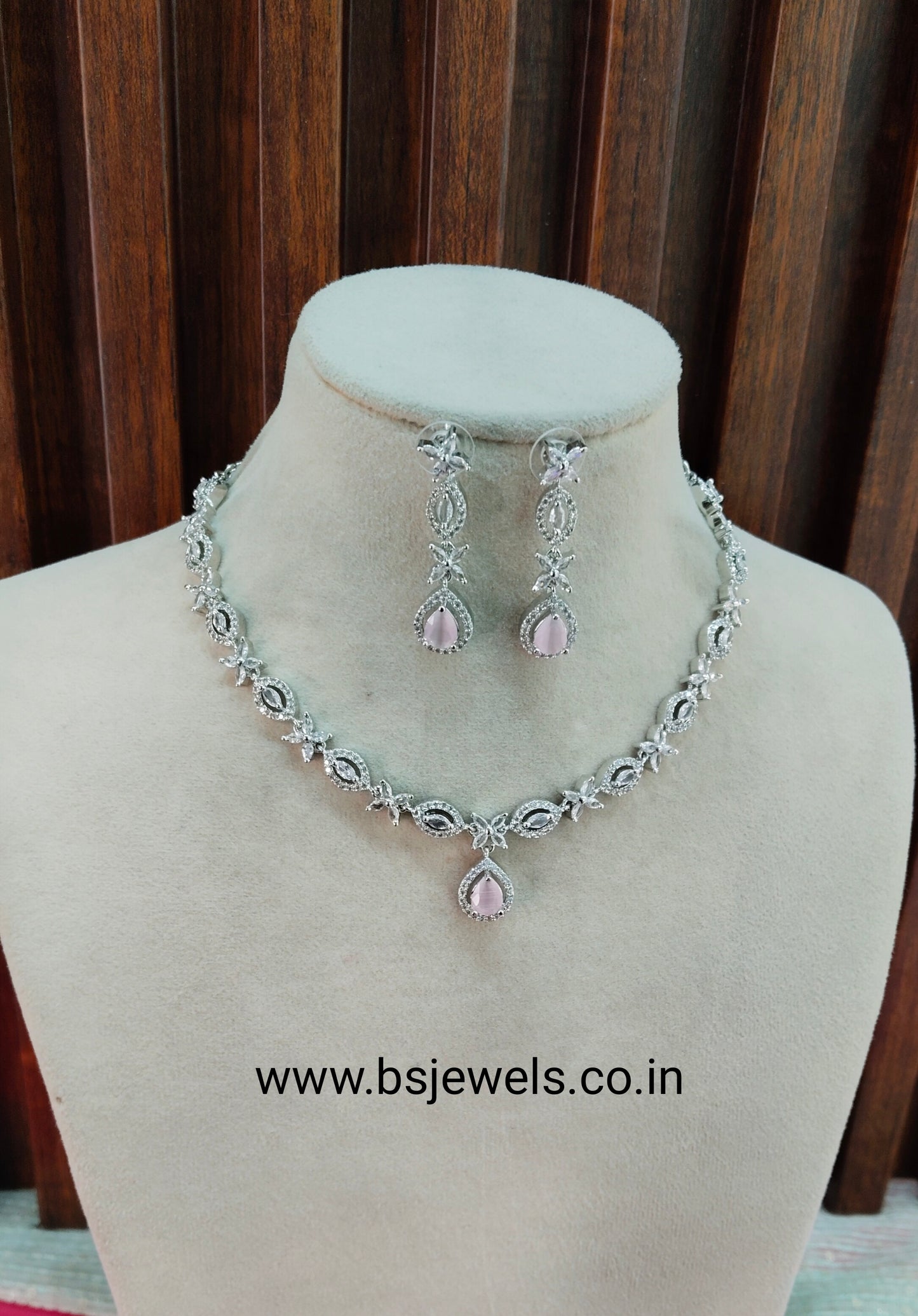 Pink Silver CZ Necklace Jewellery Berlin Set