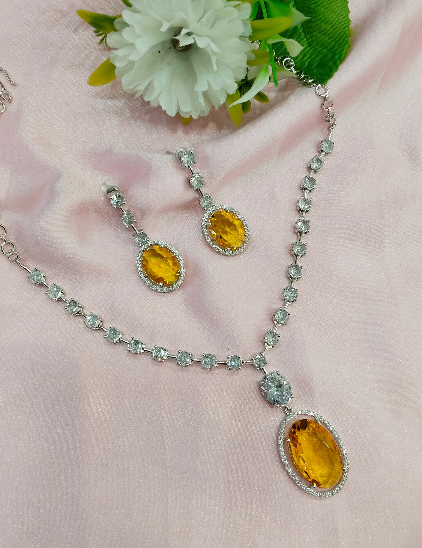 Topaz Silver CZ Necklace Jewellery Fairfield Set