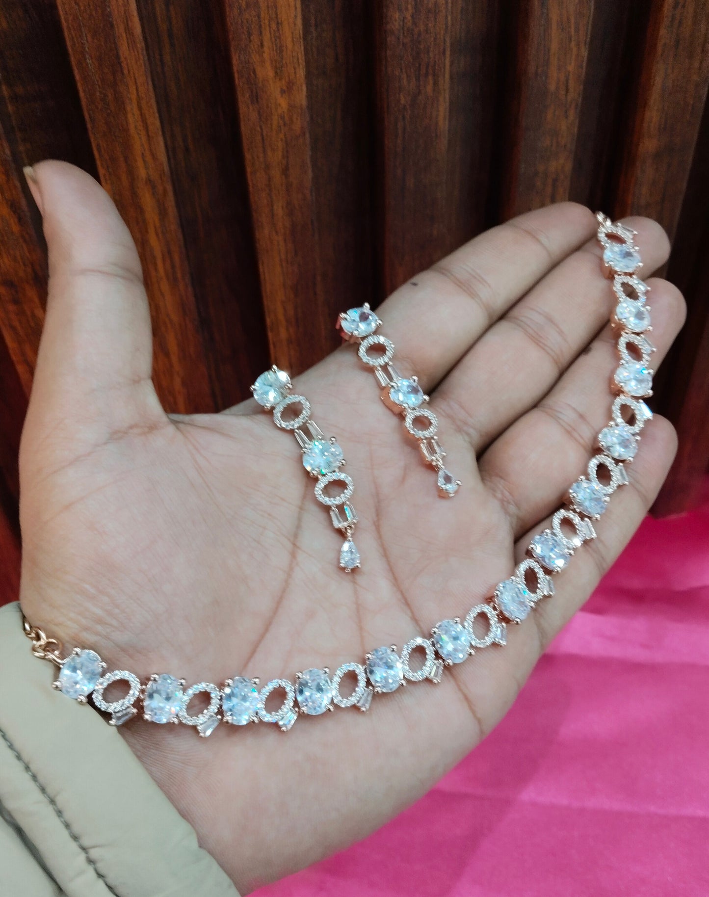 White Rose CZ Necklace Jewellery Laila Set