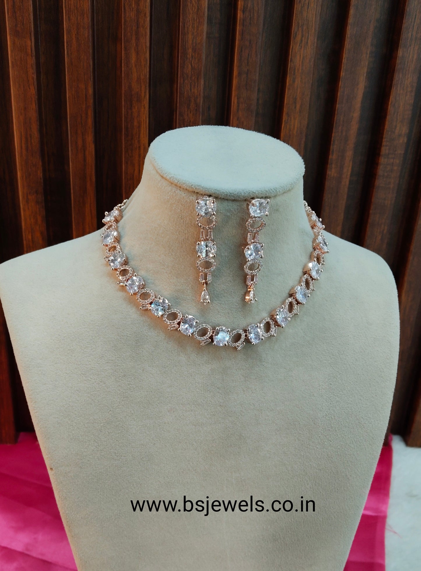 White Rose CZ Necklace Jewellery Laila Set