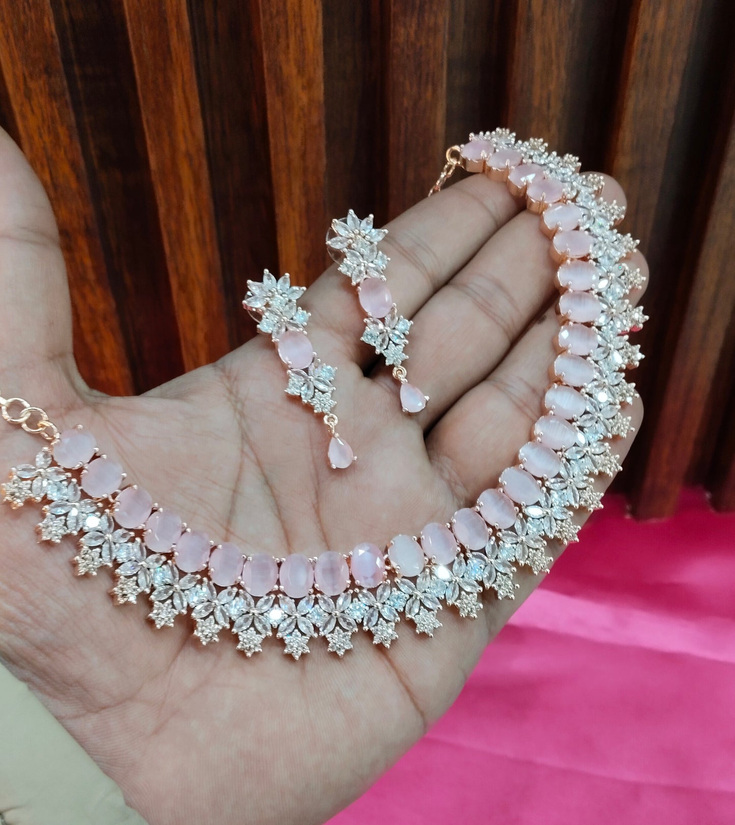 Pinka Rose CZ Necklace Jewellery Vallejo Set