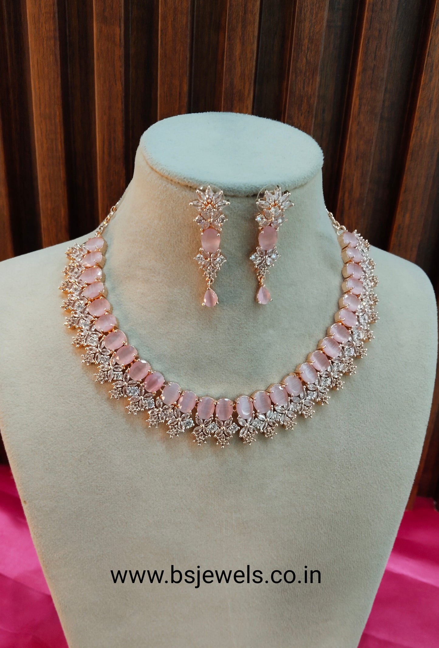 Pinka Rose CZ Necklace Jewellery Vallejo Set