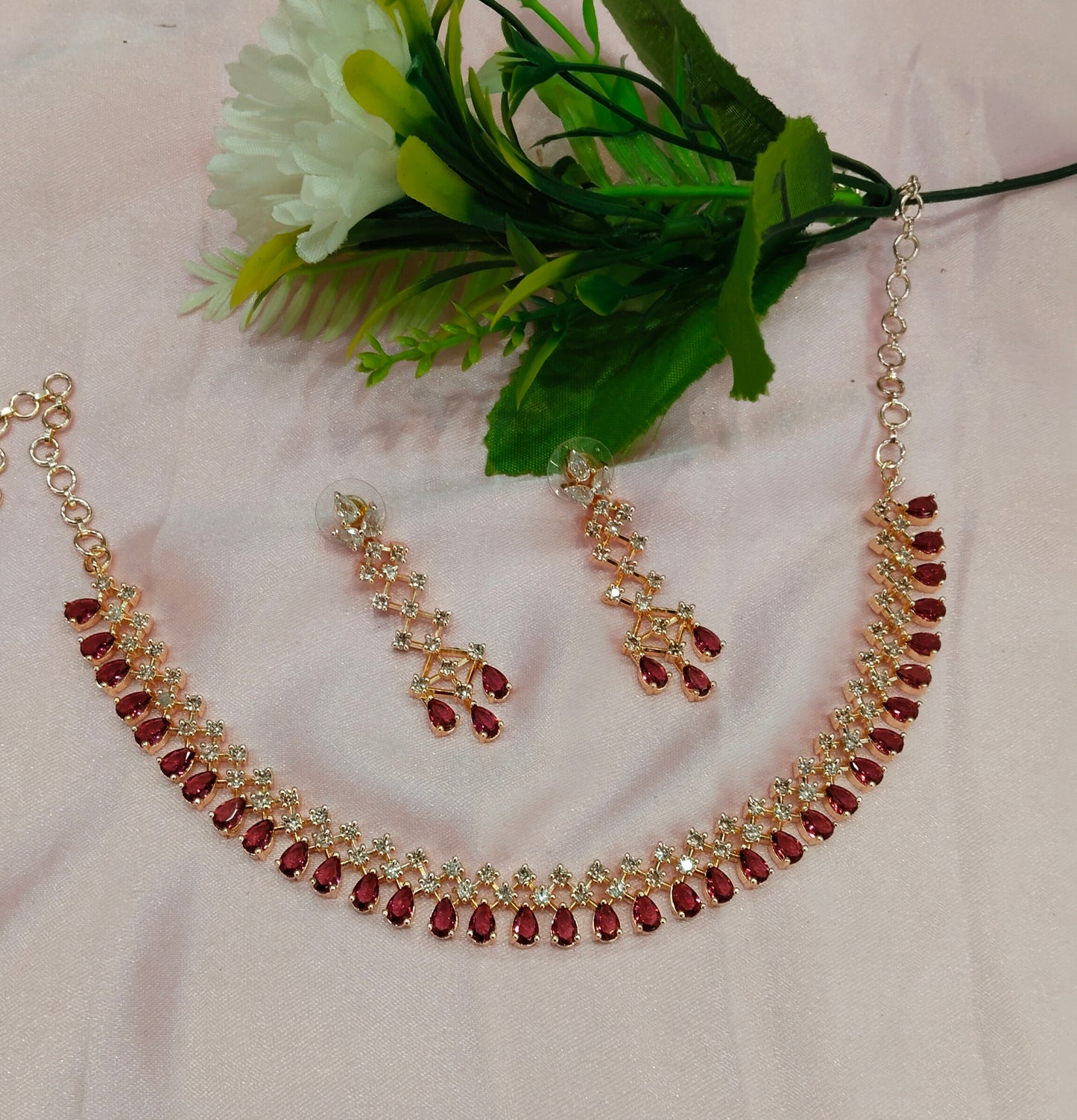 Ruby Rose CZ Necklace Jewellery San Fransico Set