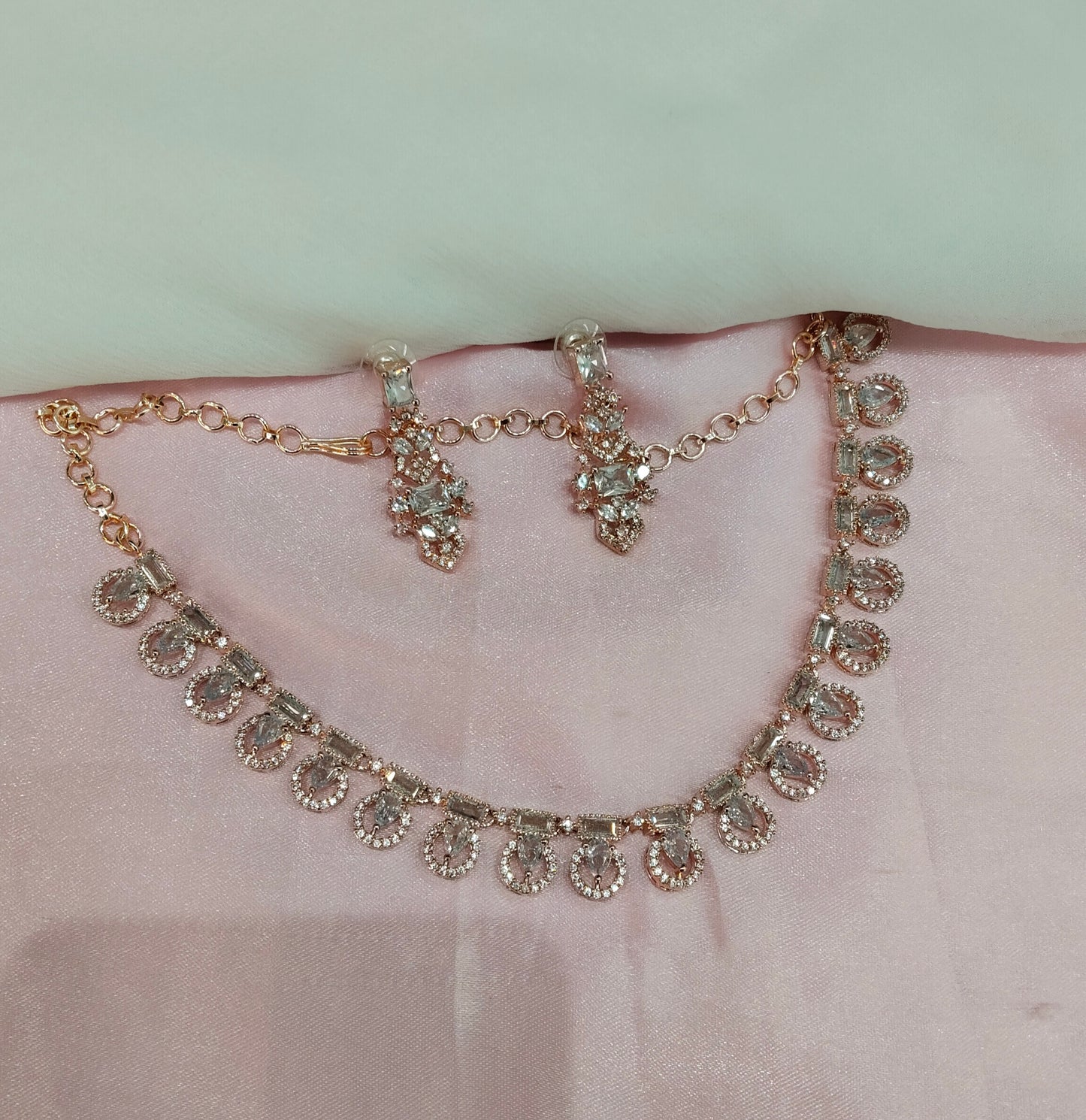 White Rose CZ Necklace Jewellery Albany Set