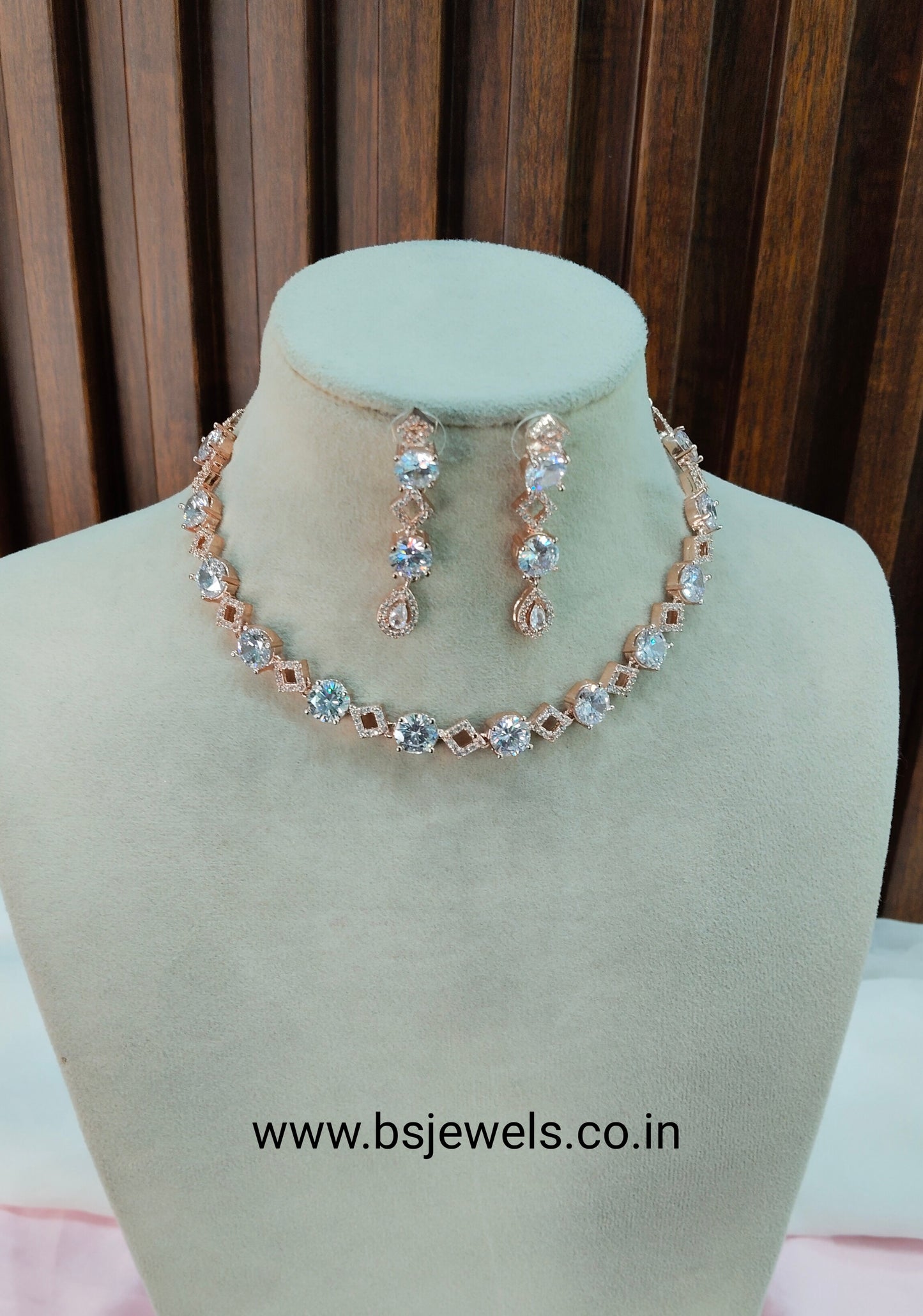 White Rose CZ Necklace Jewellery Albany Set