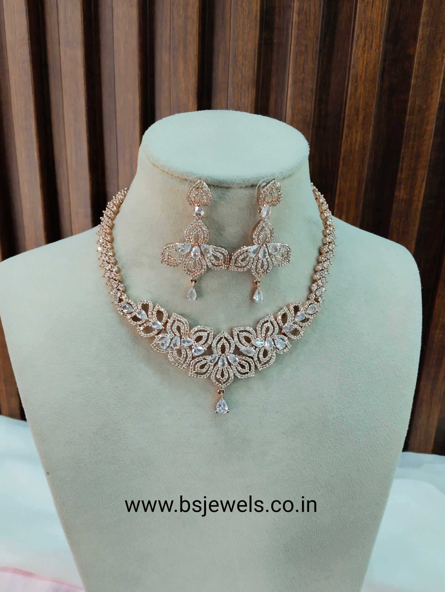 White Rose CZ Necklace Jewellery Albany Set