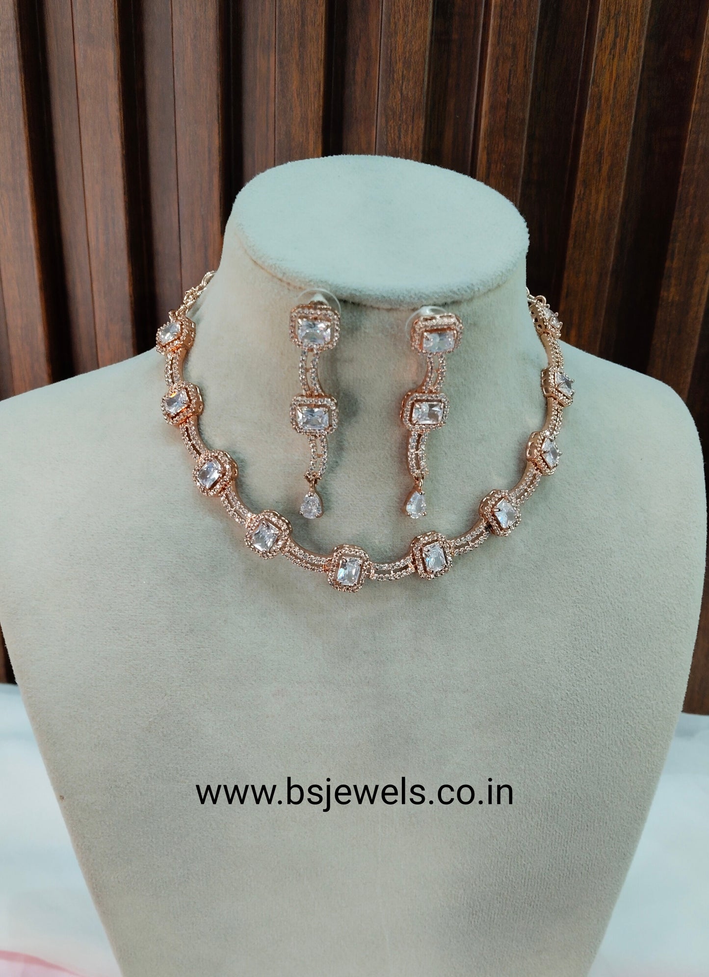 White Rose CZ Necklace Jewellery Utica Set