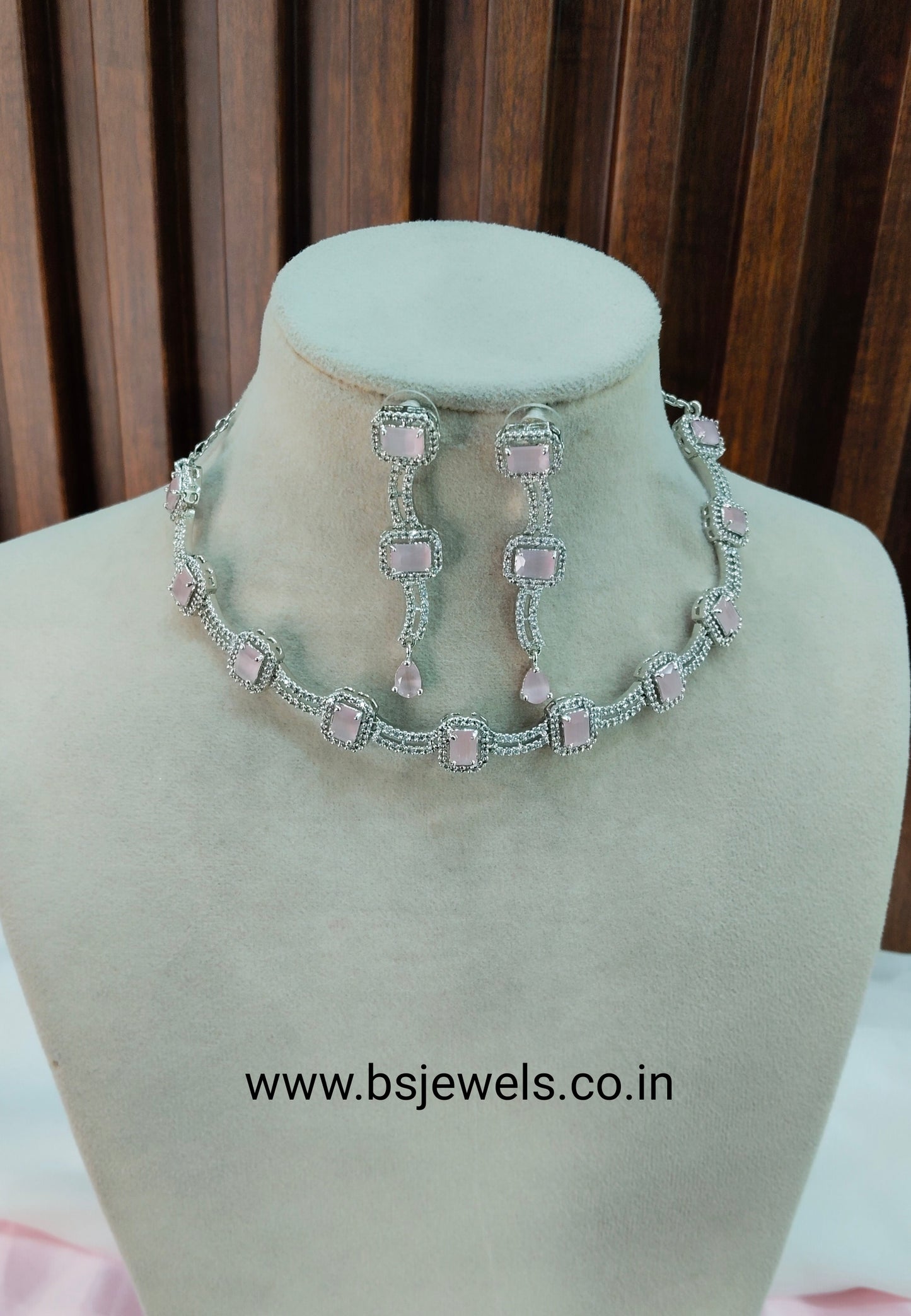 Pink Silver CZ Necklace Jewellery Utica Set