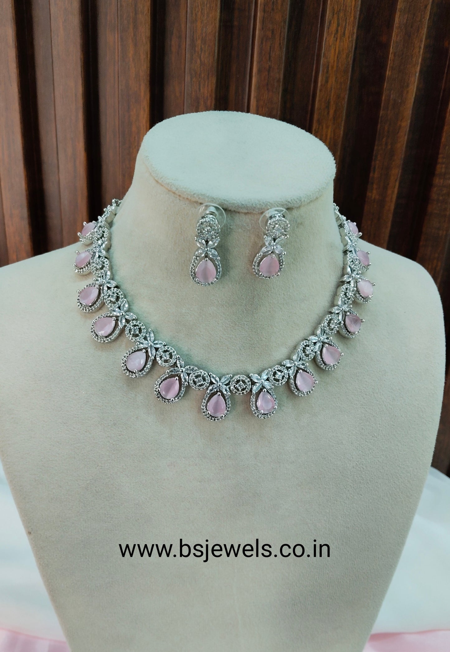 Pink Silver CZ Necklace Jewellery Utica Set