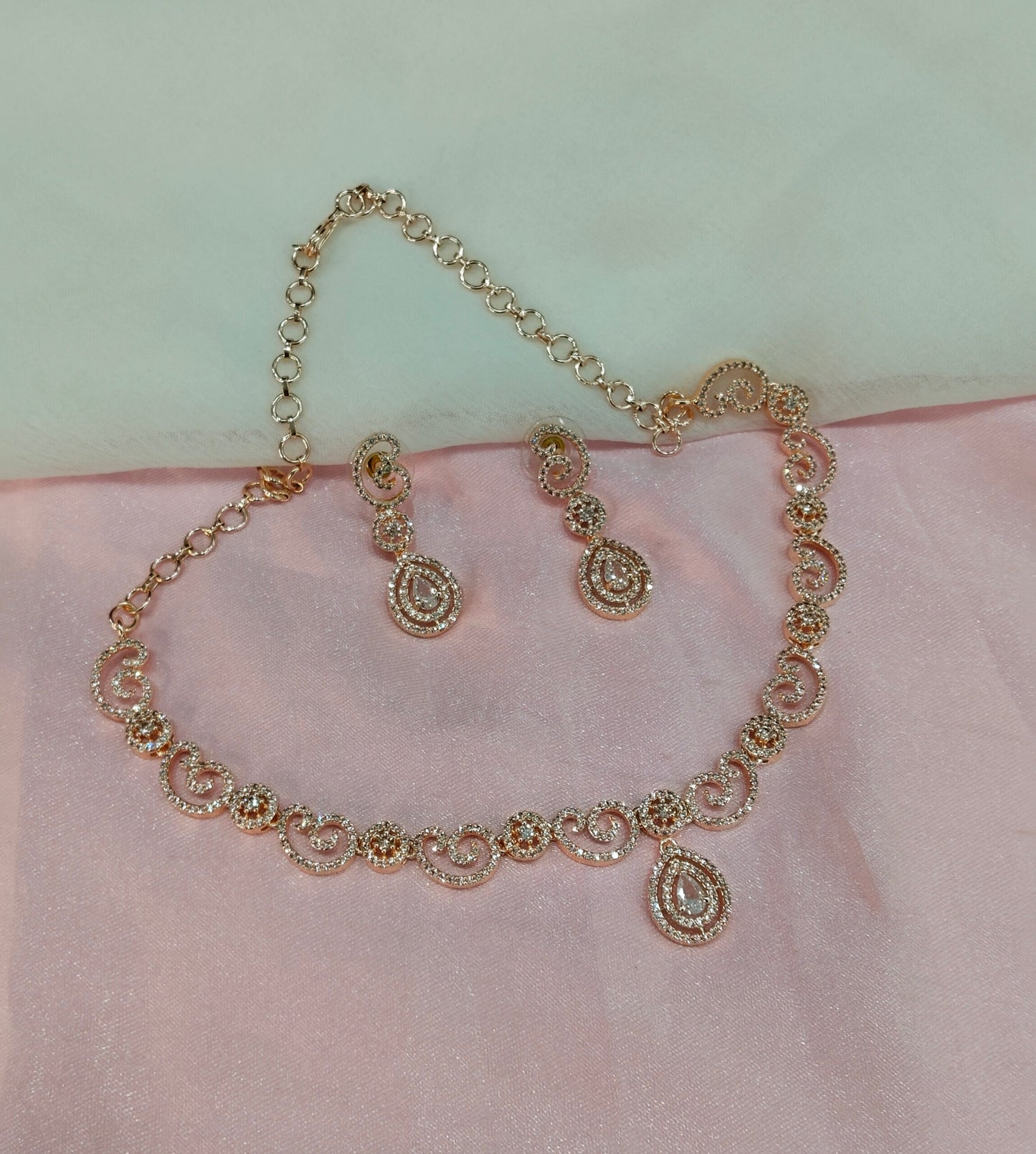 White Rose CZ Necklace Jewellery Raleigh Set