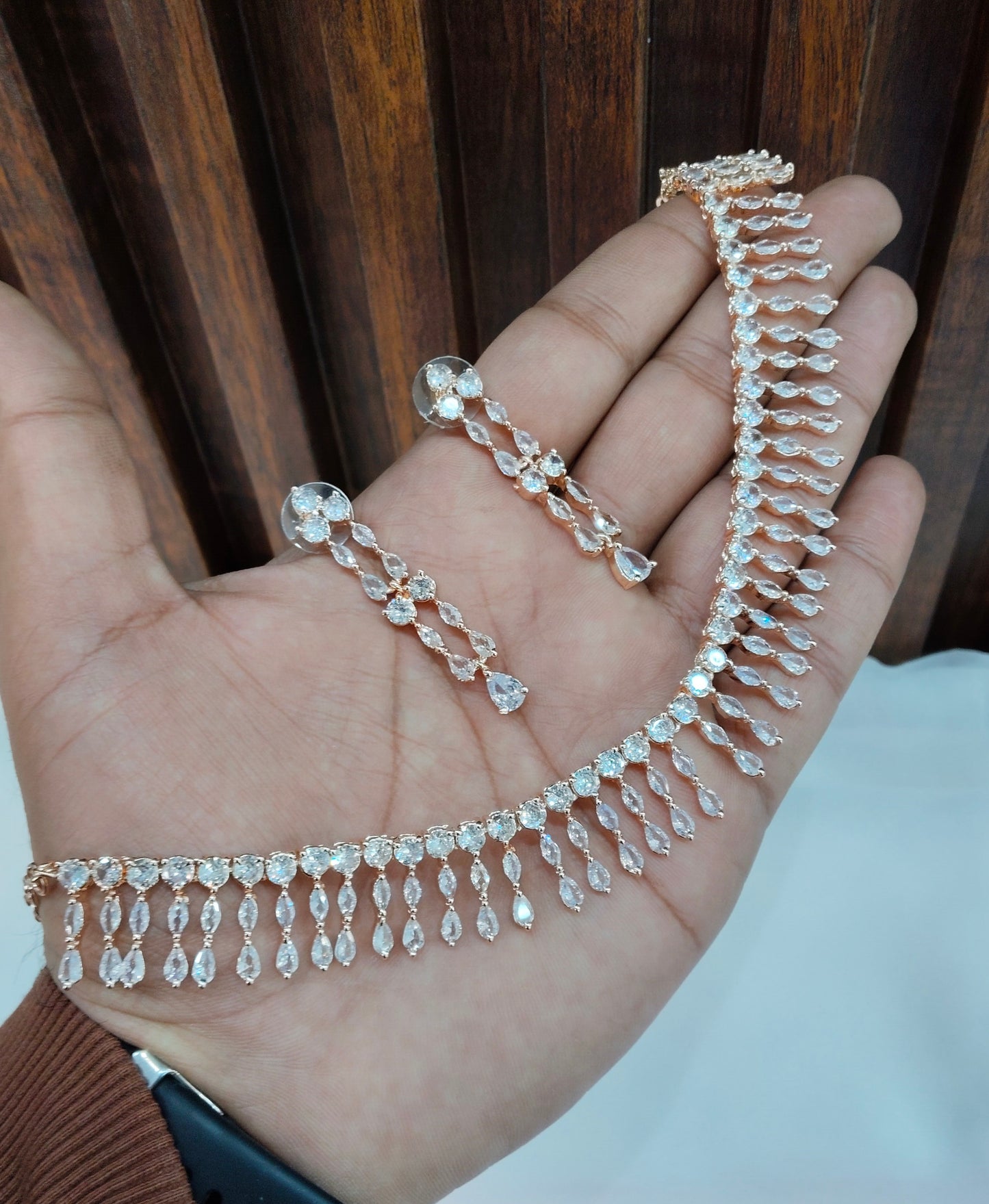 White Rose CZ Necklace Jewellery Seattle Set