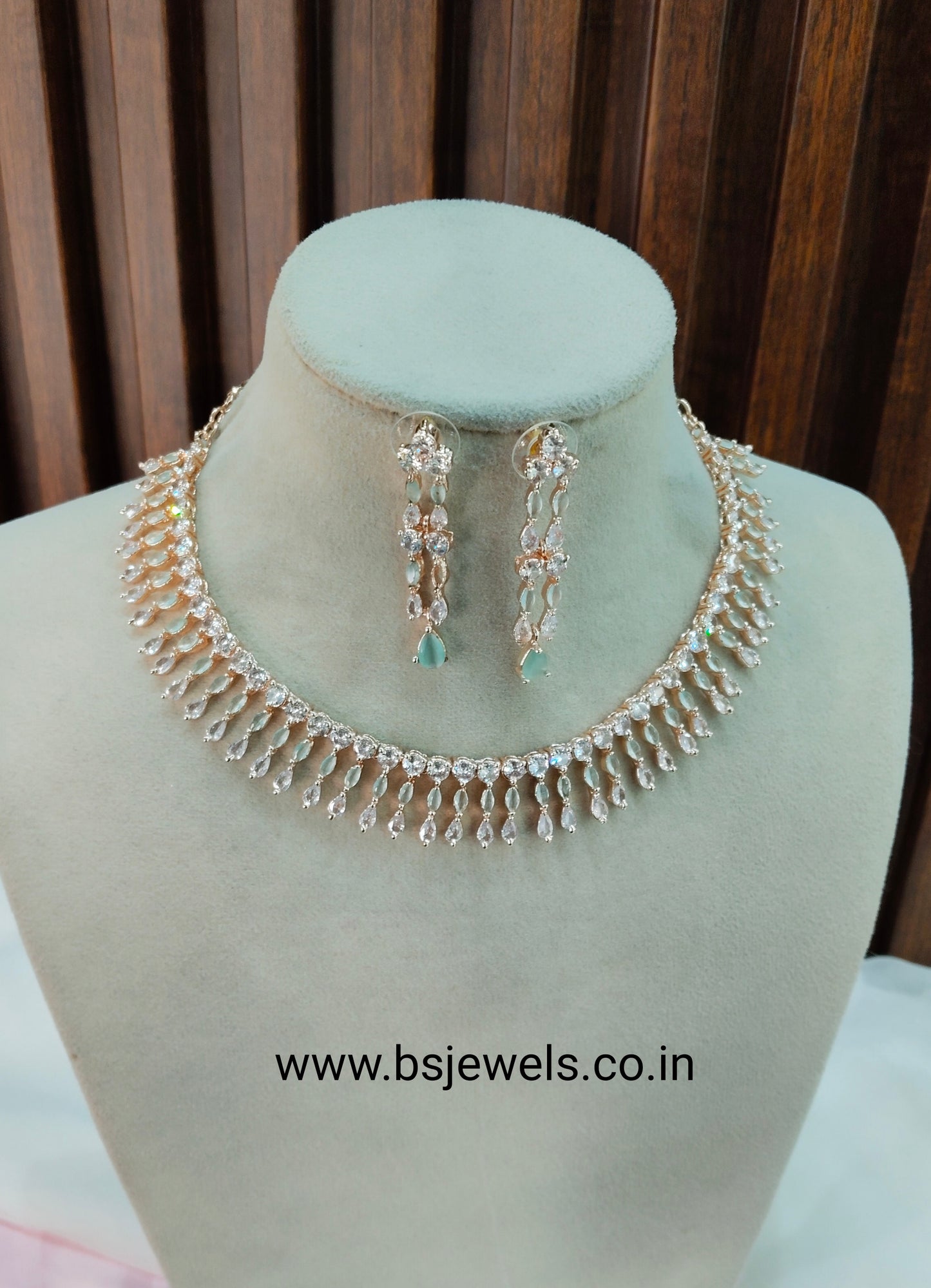 Pista Rose CZ Necklace Jewellery Seattle Set