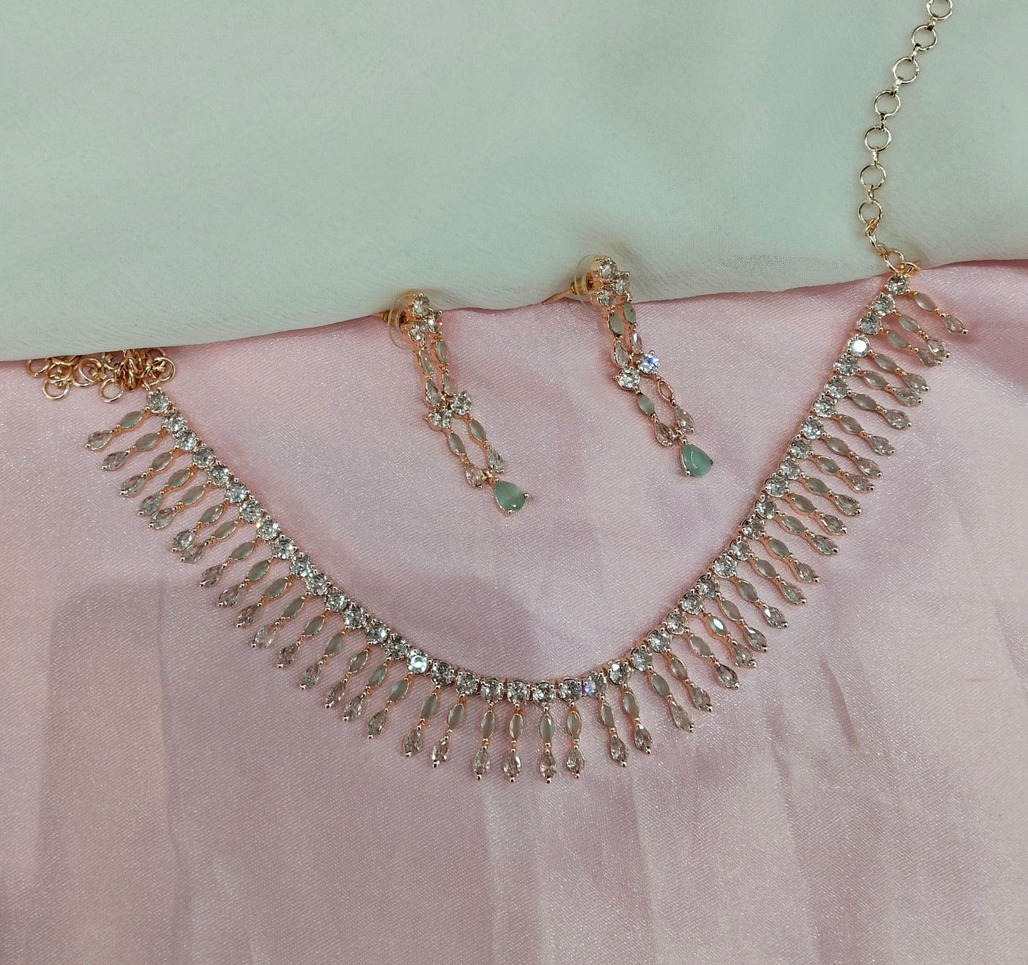 Pista Rose CZ Necklace Jewellery Seattle Set