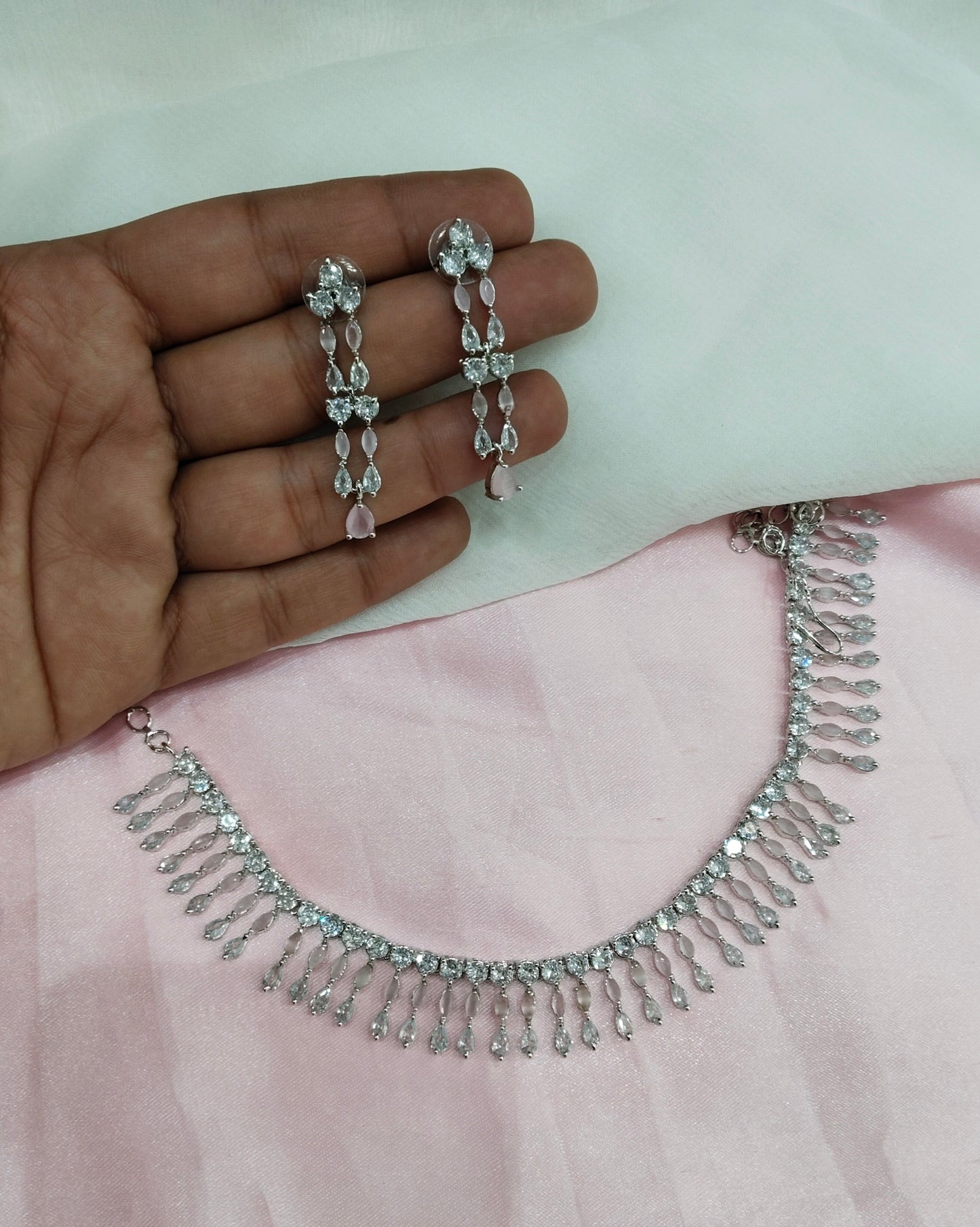 Pink Silver CZ Necklace Jewellery Seattle Set