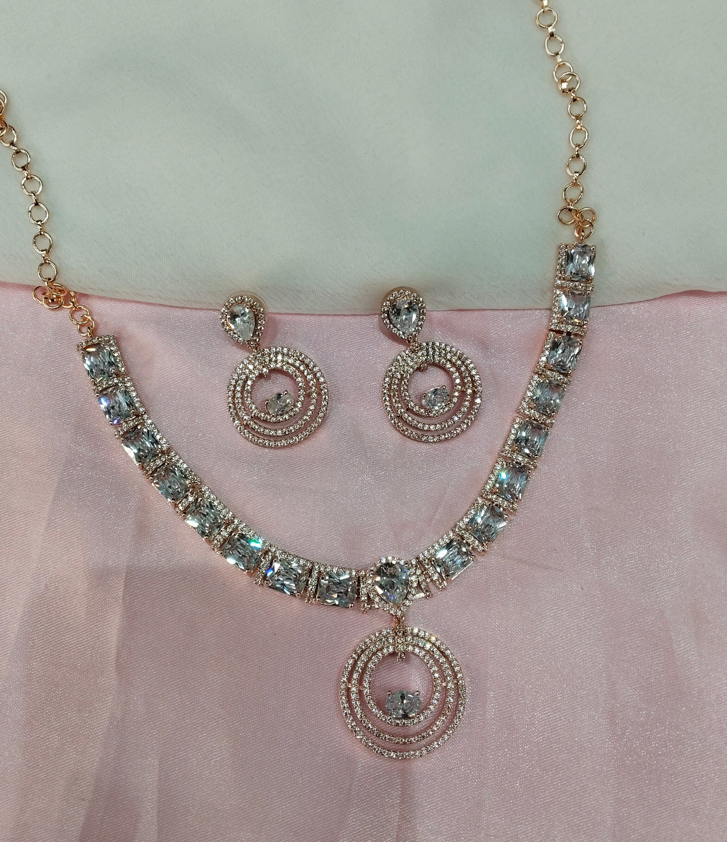 White Rose CZ Necklace Jewellery Republic Set