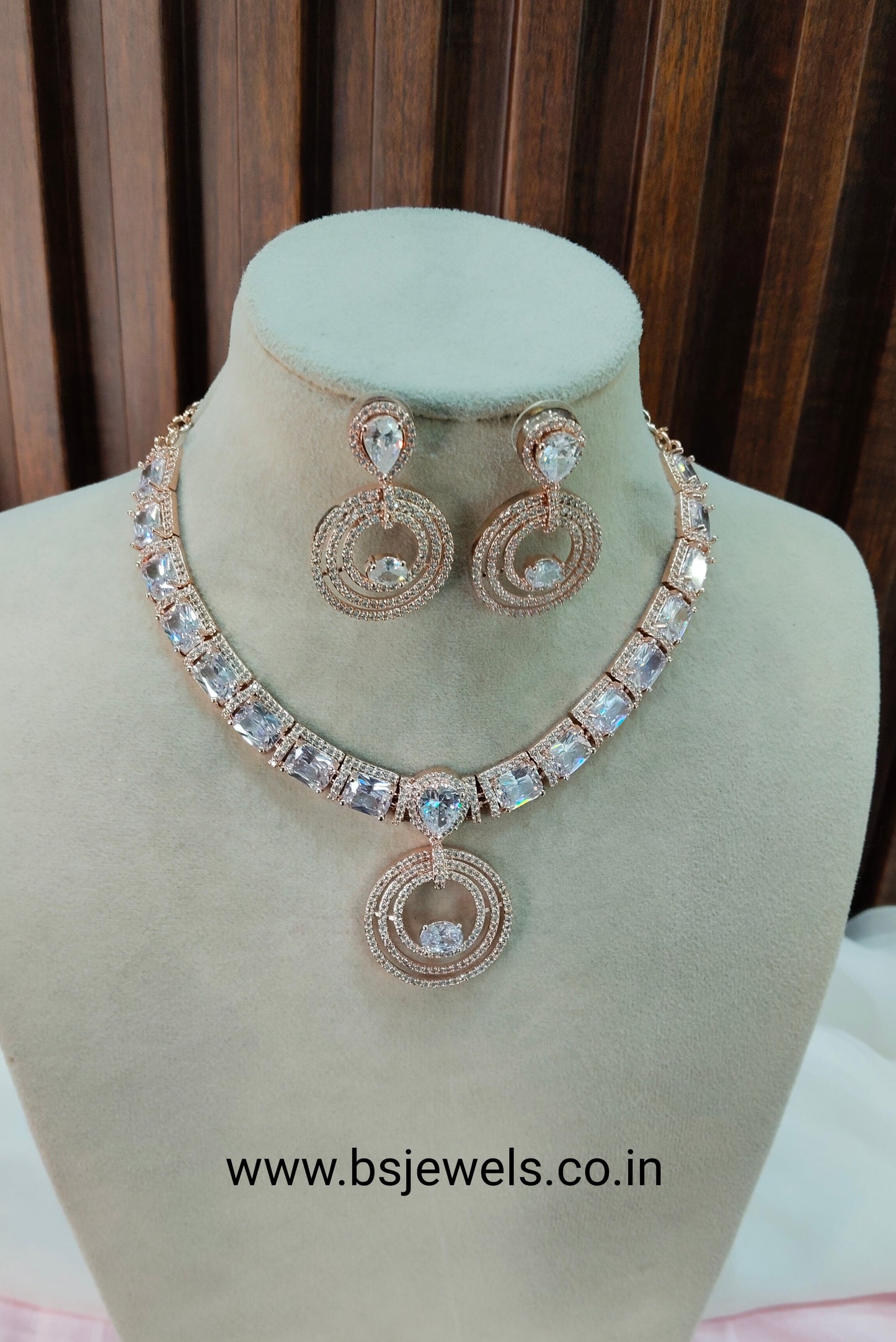 White Rose CZ Necklace Jewellery Republic Set