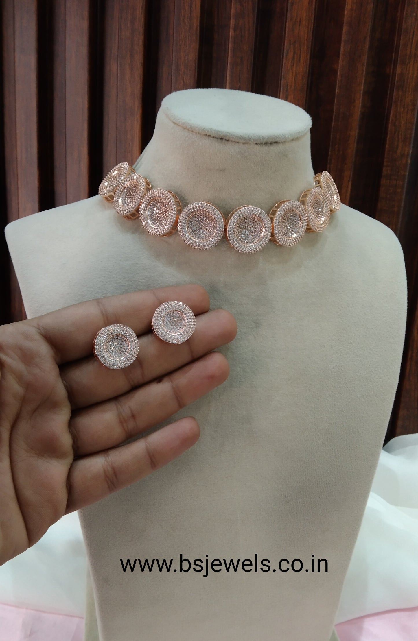 Rose CZ Choker Jewellery Paro Set