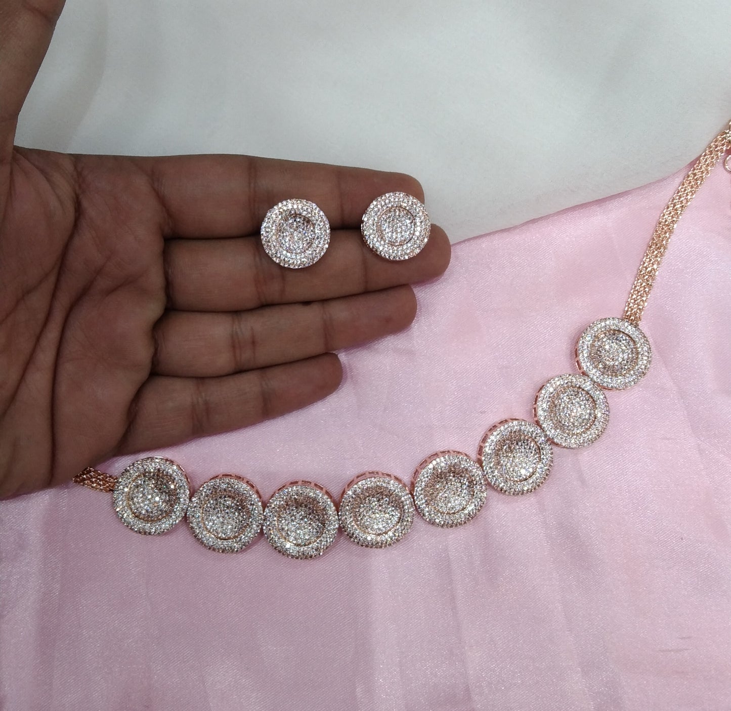 Rose CZ Choker Jewellery Paro Set