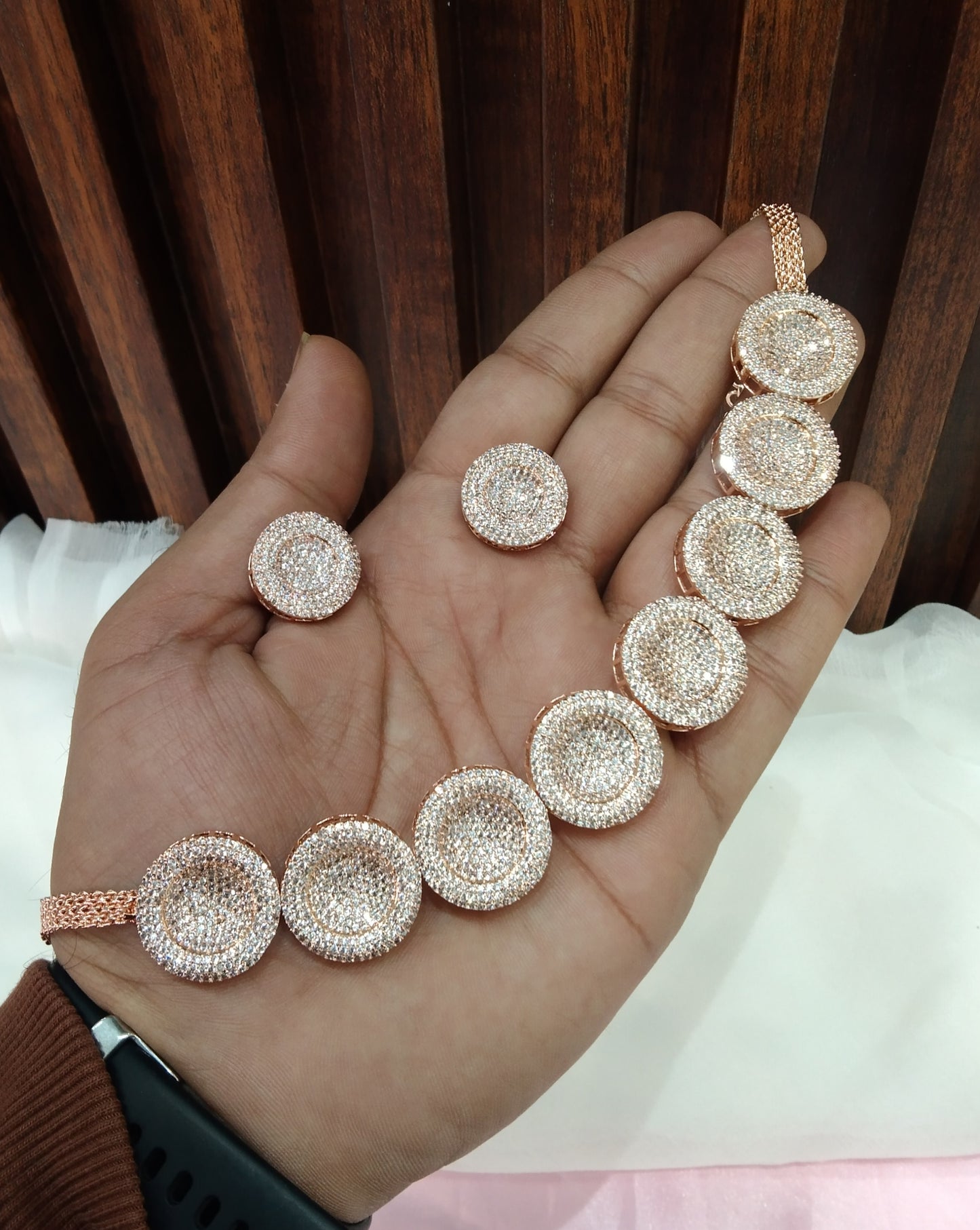 Rose CZ Choker Jewellery Paro Set