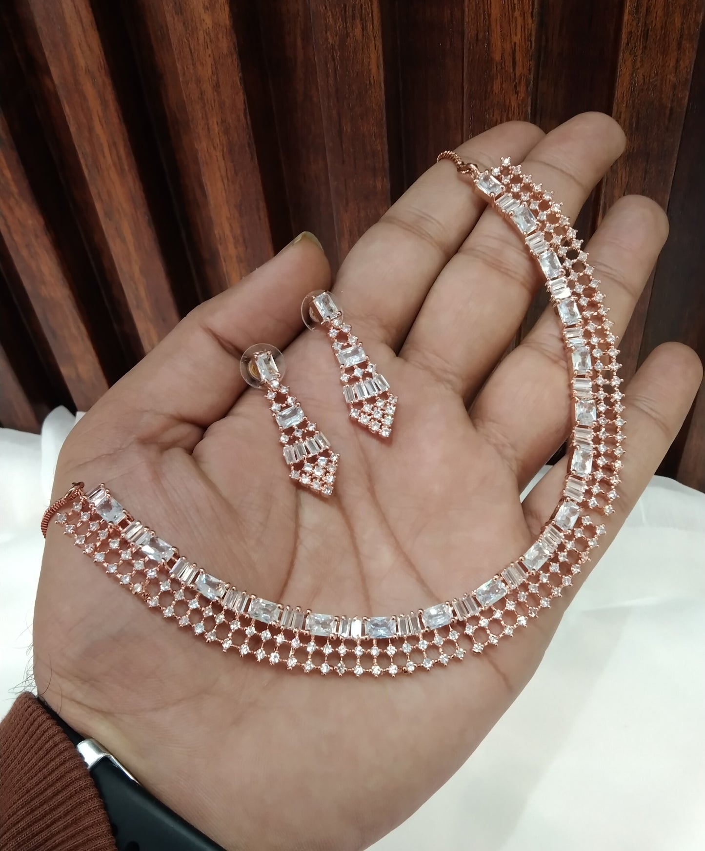 Rose CZ Necklace Jewellery Rhine Beck Set