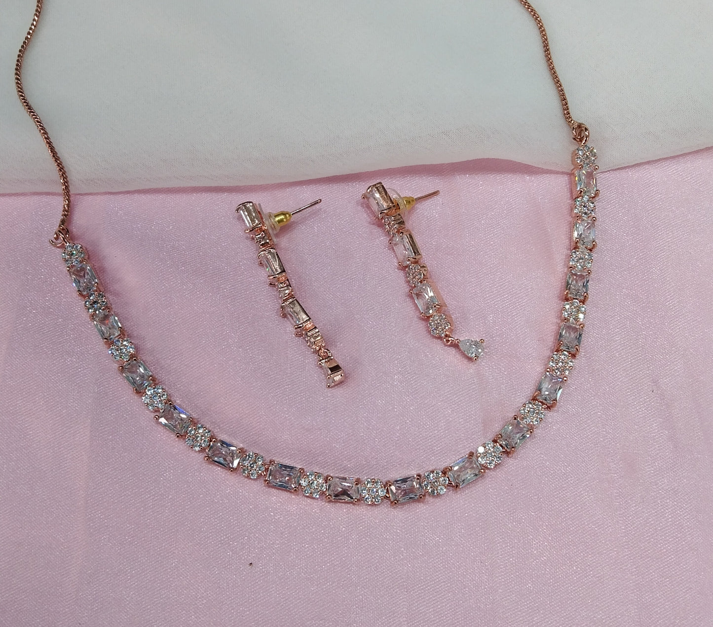 Rose CZ Necklace Jewellery Rhine Beck Set