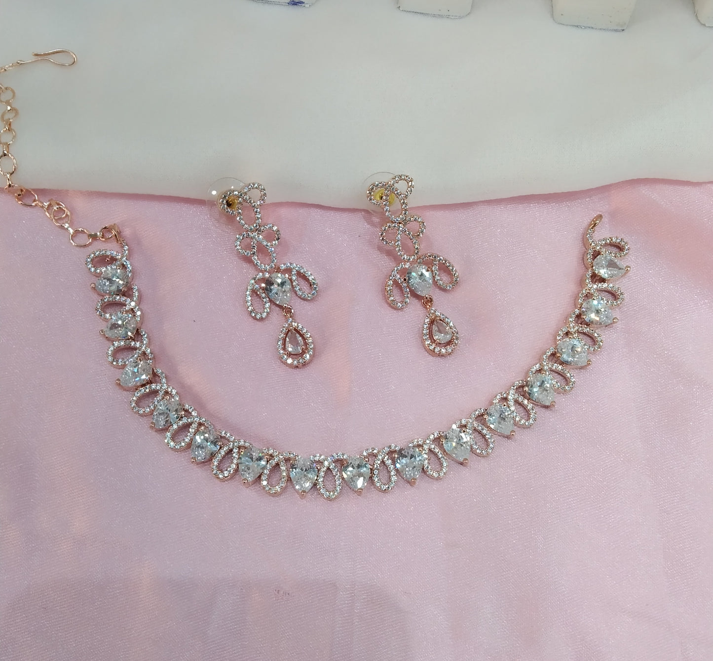 White Rose CZ Necklace Jewellery Above Set