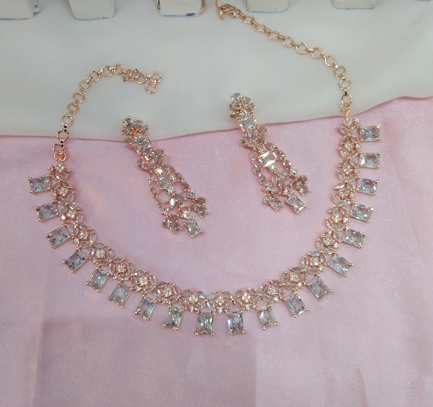 White Rose CZ Necklace Jewellery Philadelphia Set