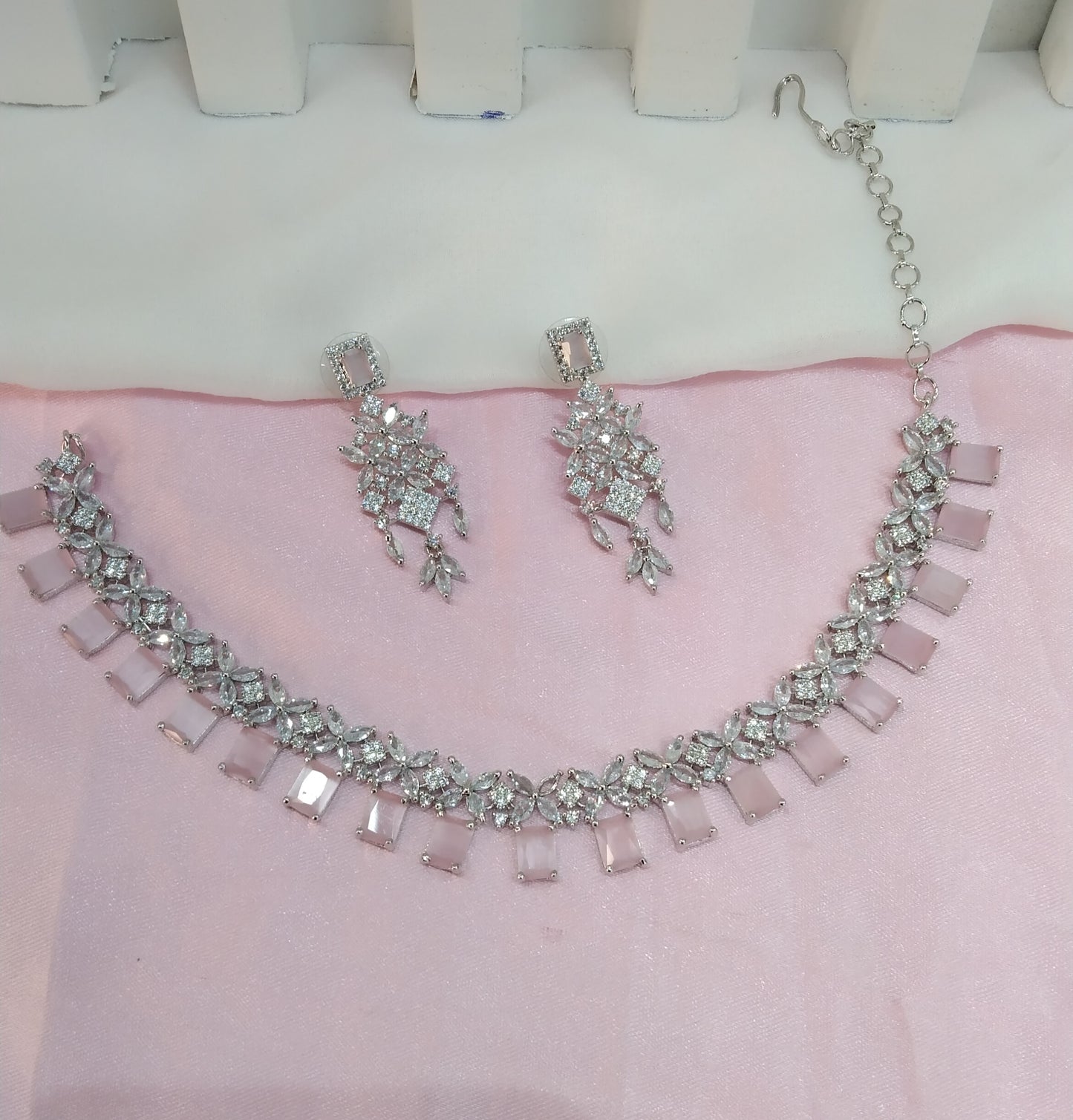 Pink Silver CZ Necklace Jewellery Philadelphia Set