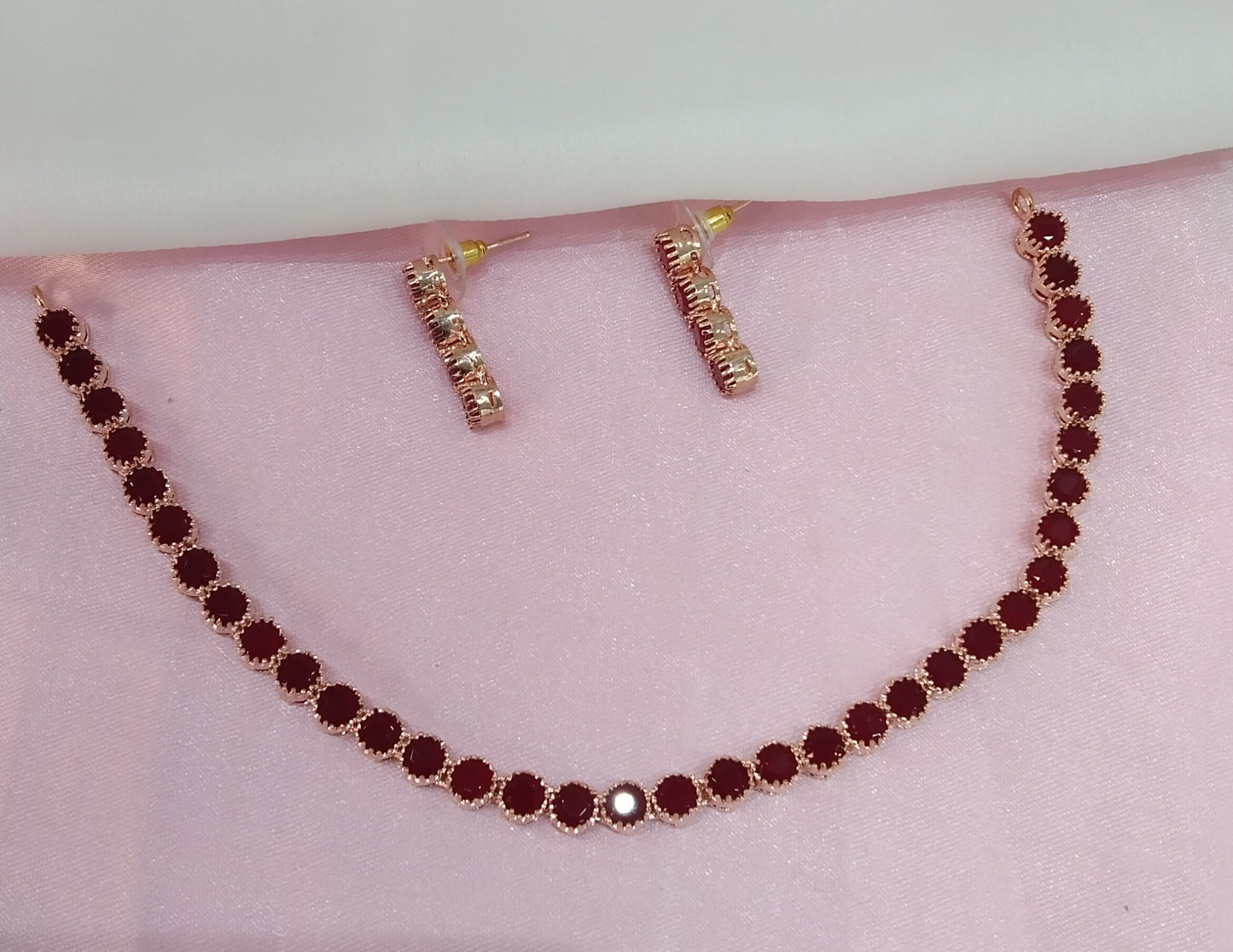 Rose Ruby CZ Necklace Jewellery Dans Set