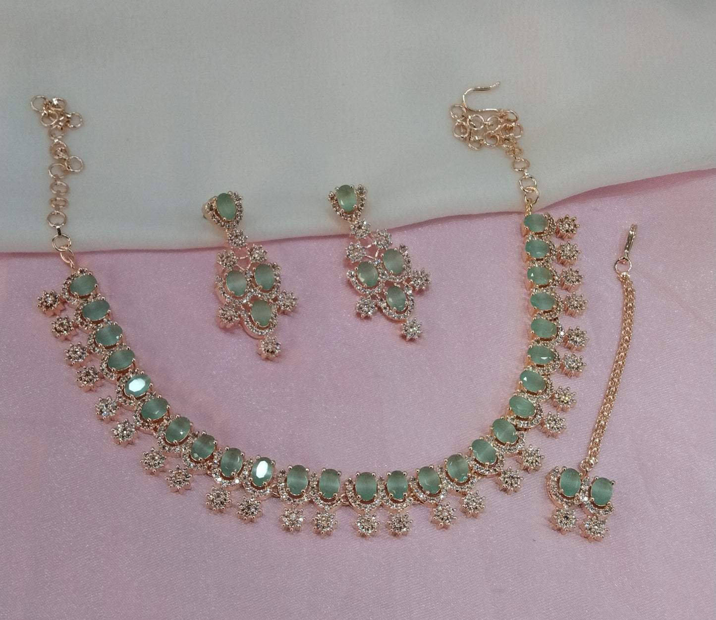 Rose Pista CZ Necklace Jewellery Coloumbia Set