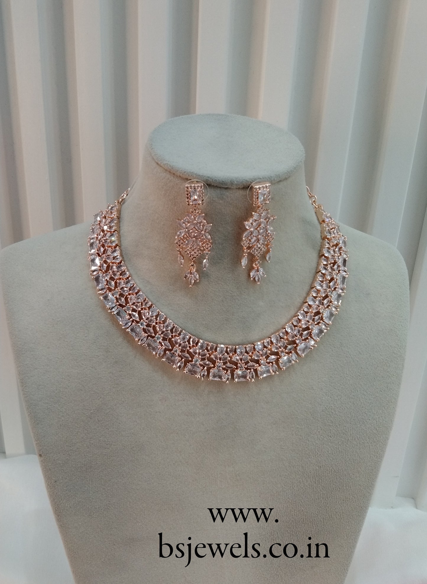 Rose White CZ Necklace Jewellery Chicago Set