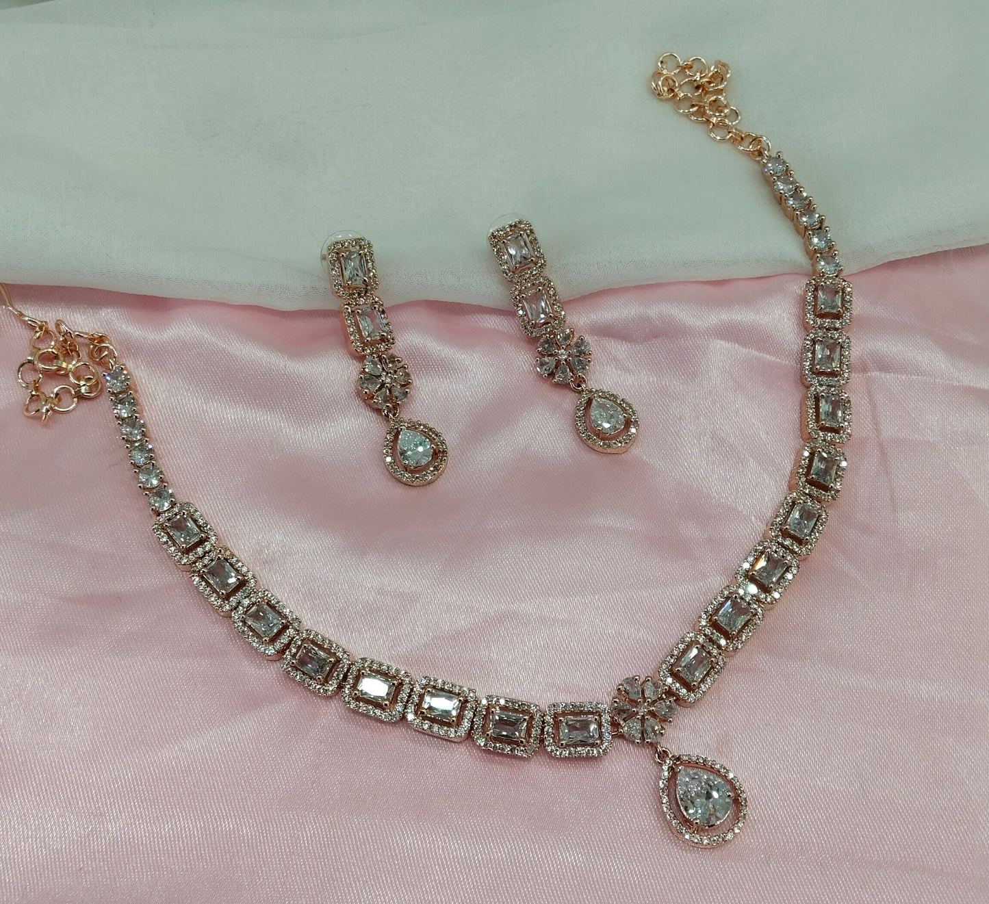 White Rose CZ Necklace Jewellery Bay Shore Set