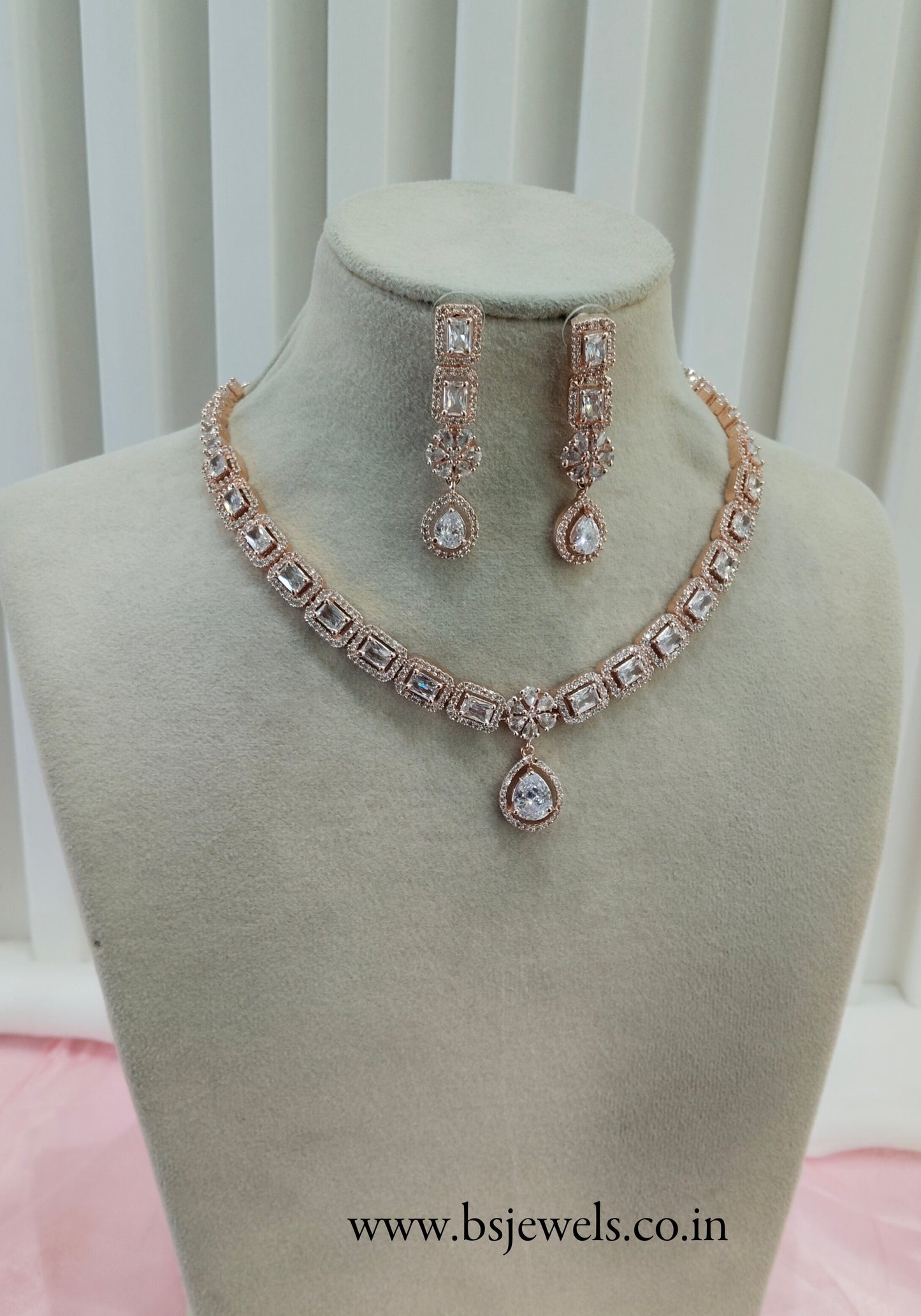 White Rose CZ Necklace Jewellery Bay Shore Set