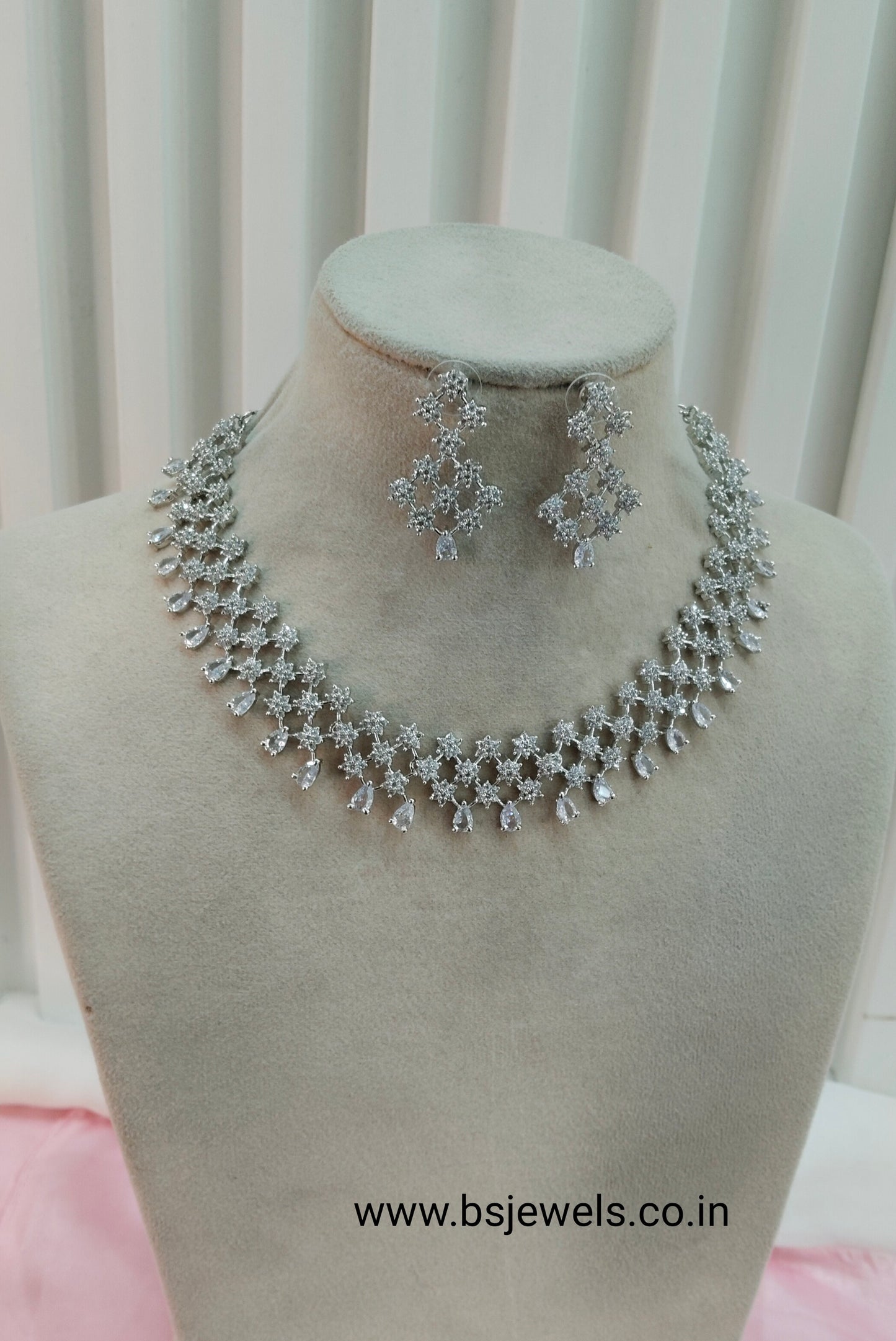 White Silver CZ Necklace Jewellery Levittown Set