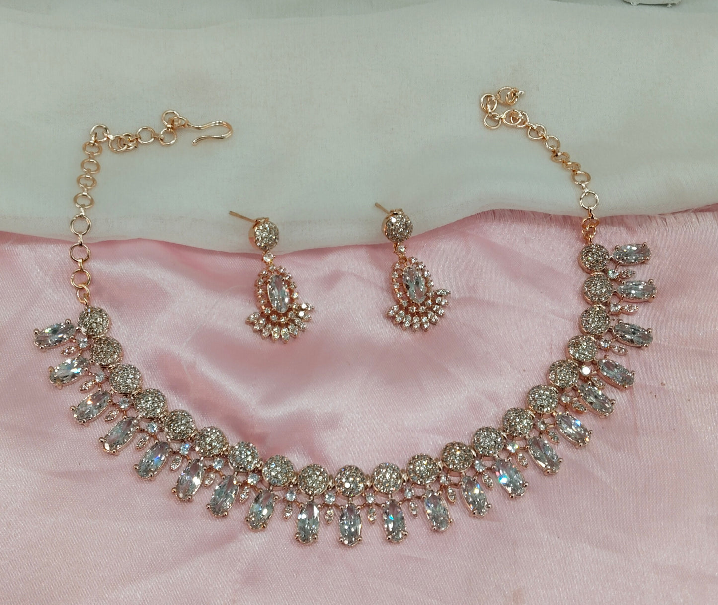 White Rose CZ Necklace Jewellery Ava Set
