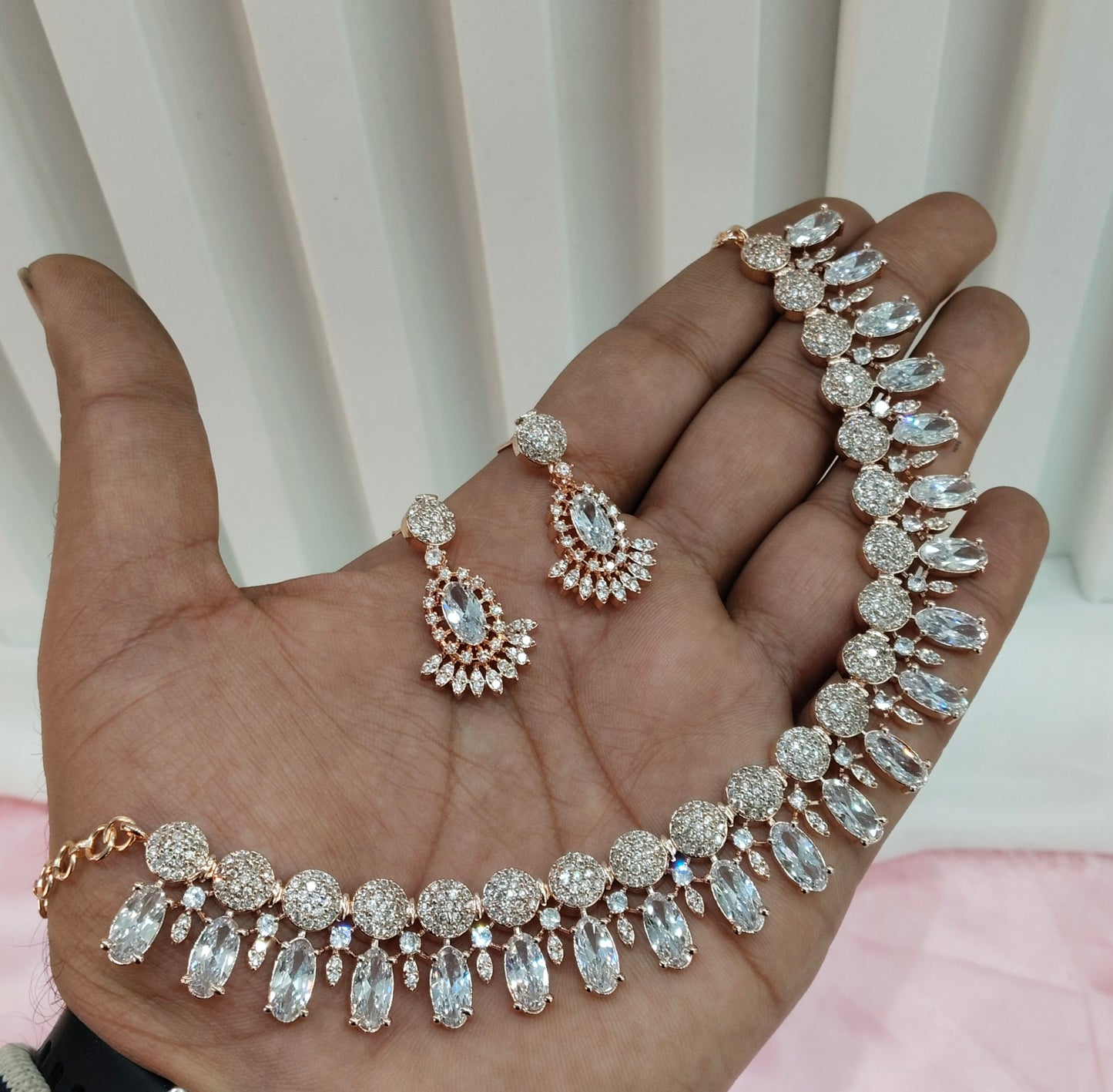 White Rose CZ Necklace Jewellery Ava Set