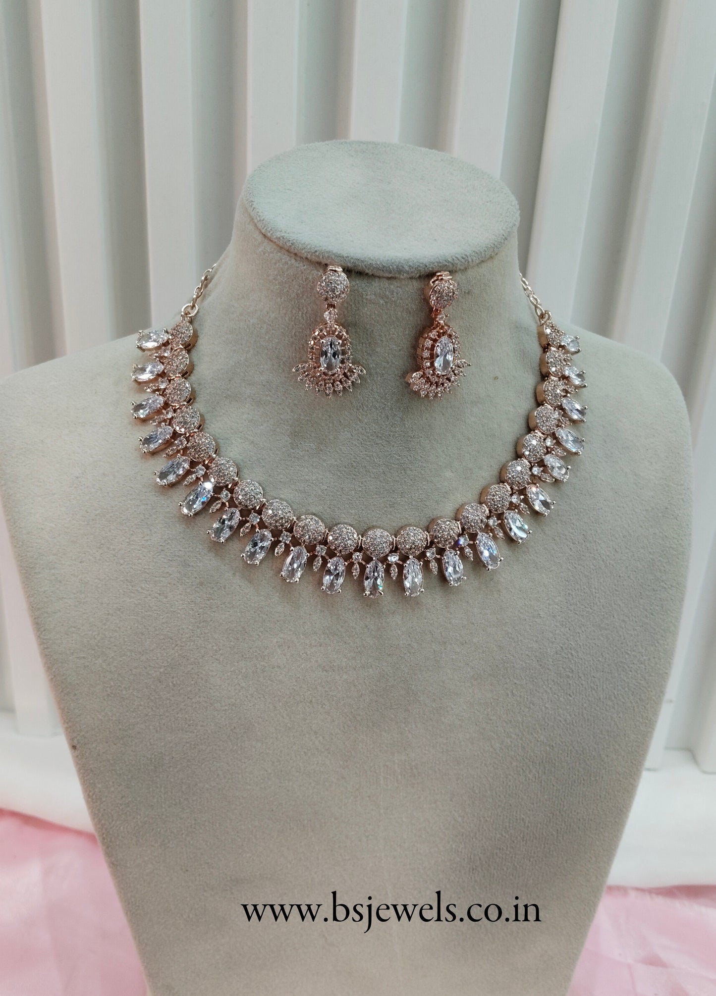 White Rose CZ Necklace Jewellery Ava Set
