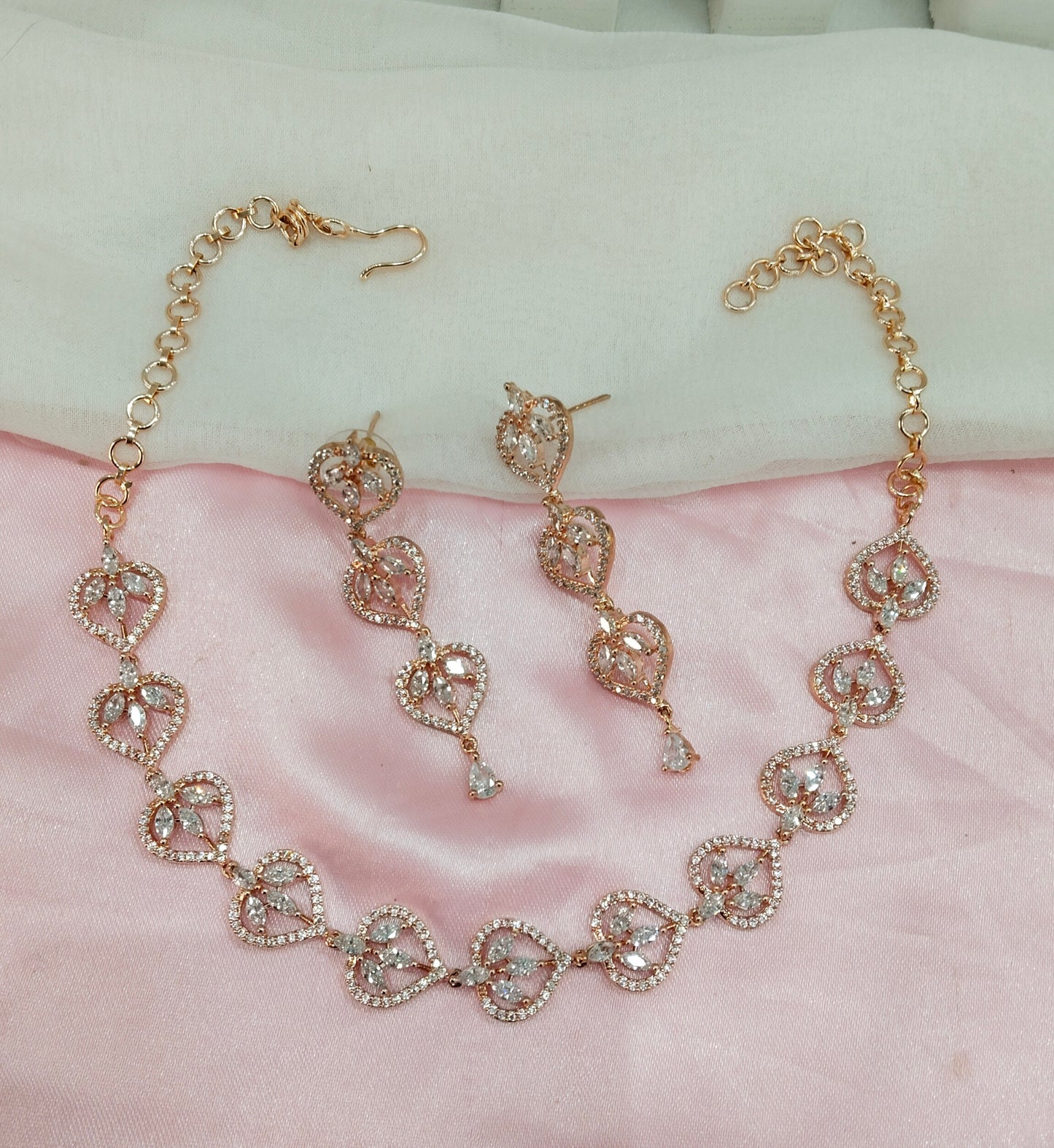 White Rose CZ Necklace Jewellery Namo Set