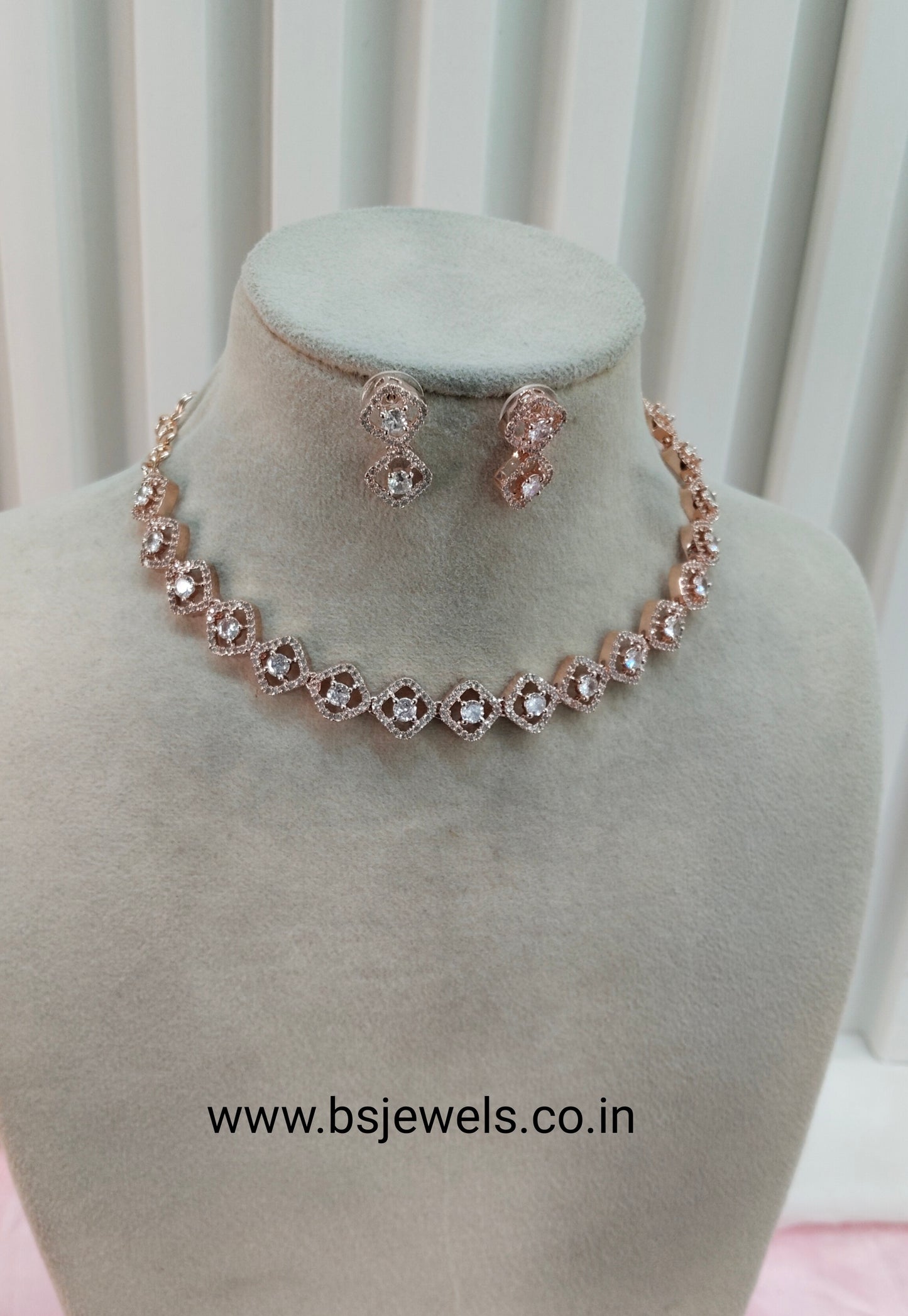 White Rose CZ Necklace Jewellery Love Set