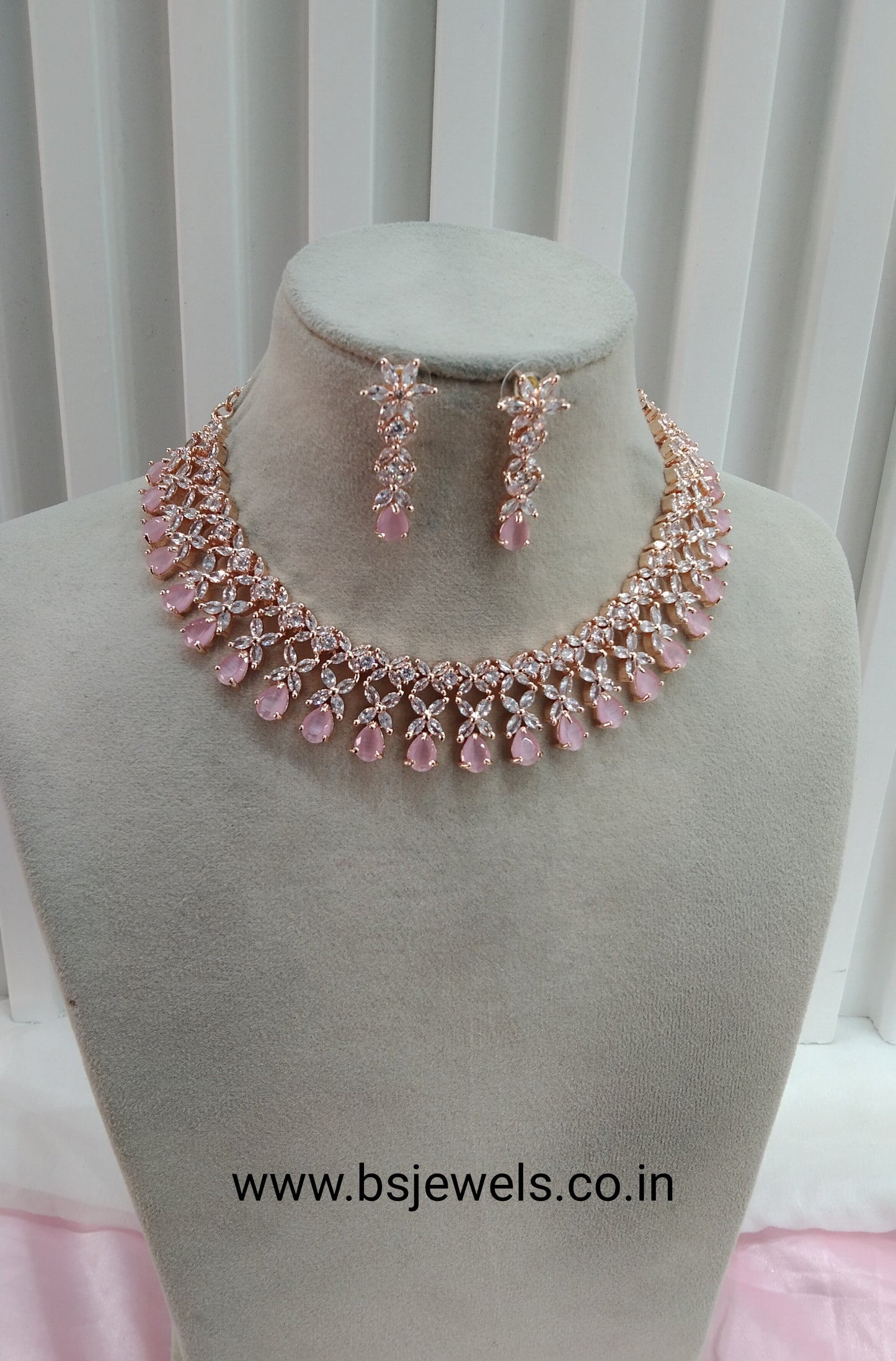 Pink Rose CZ Necklace Jewellery Oxnard Set