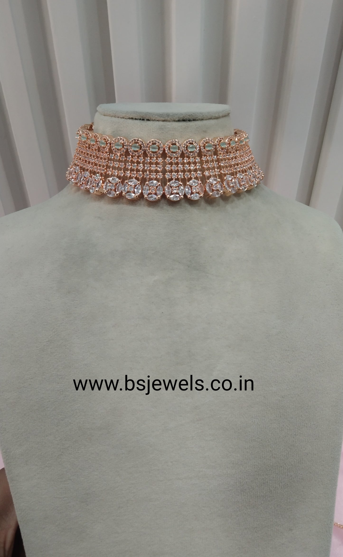 Pista Rose CZ Choker Jewellery Court Set