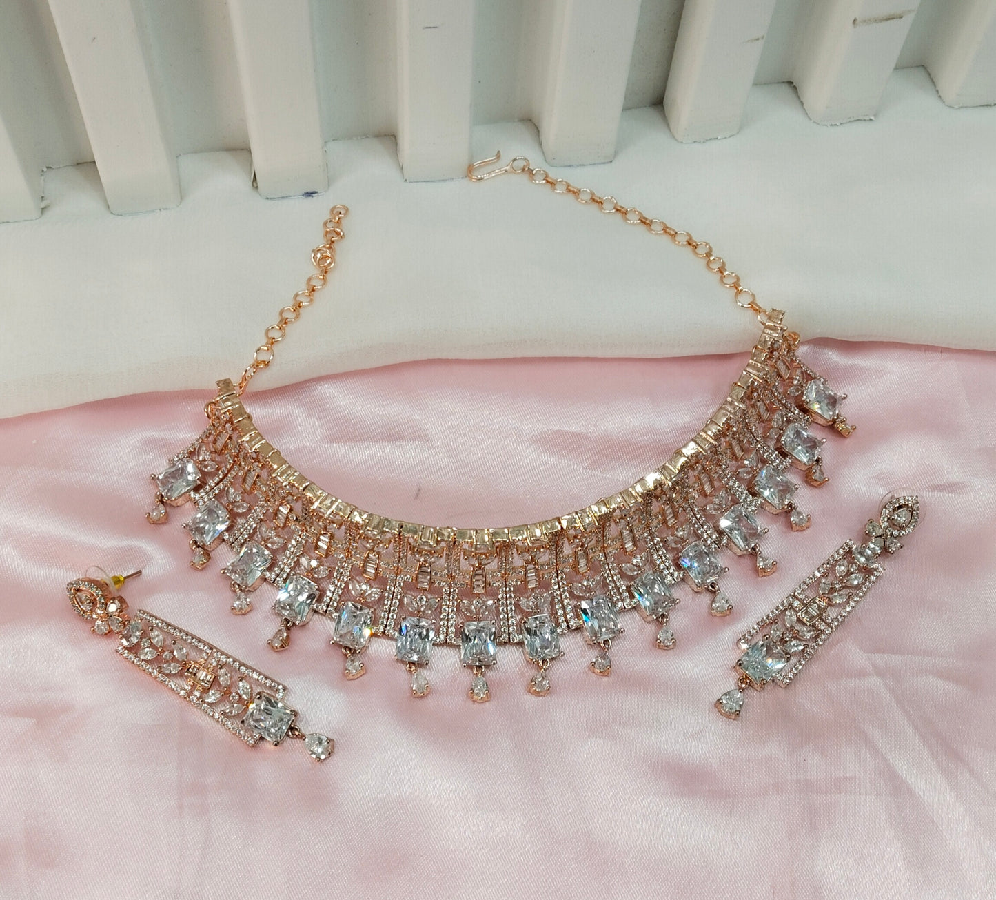 White Rose CZ Choker Jewellery Nyack Set