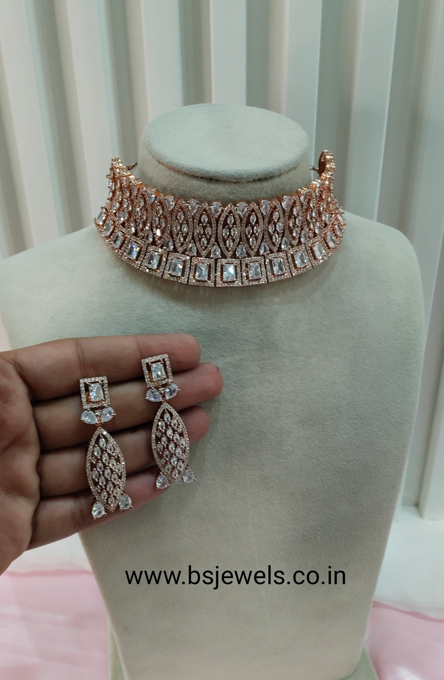 White Rose CZ Choker Jewellery Oceanside Set