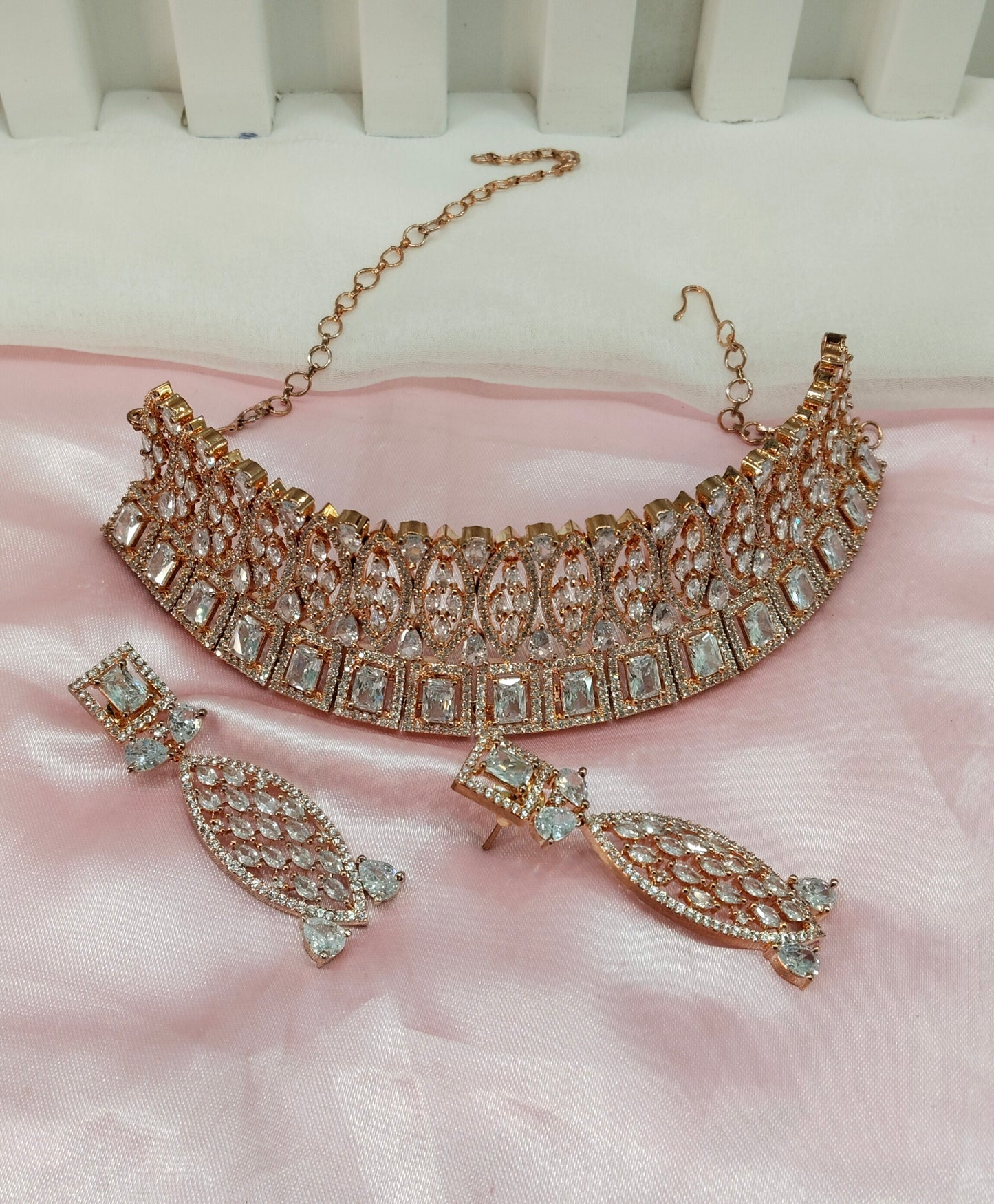 White Rose CZ Choker Jewellery Oceanside Set