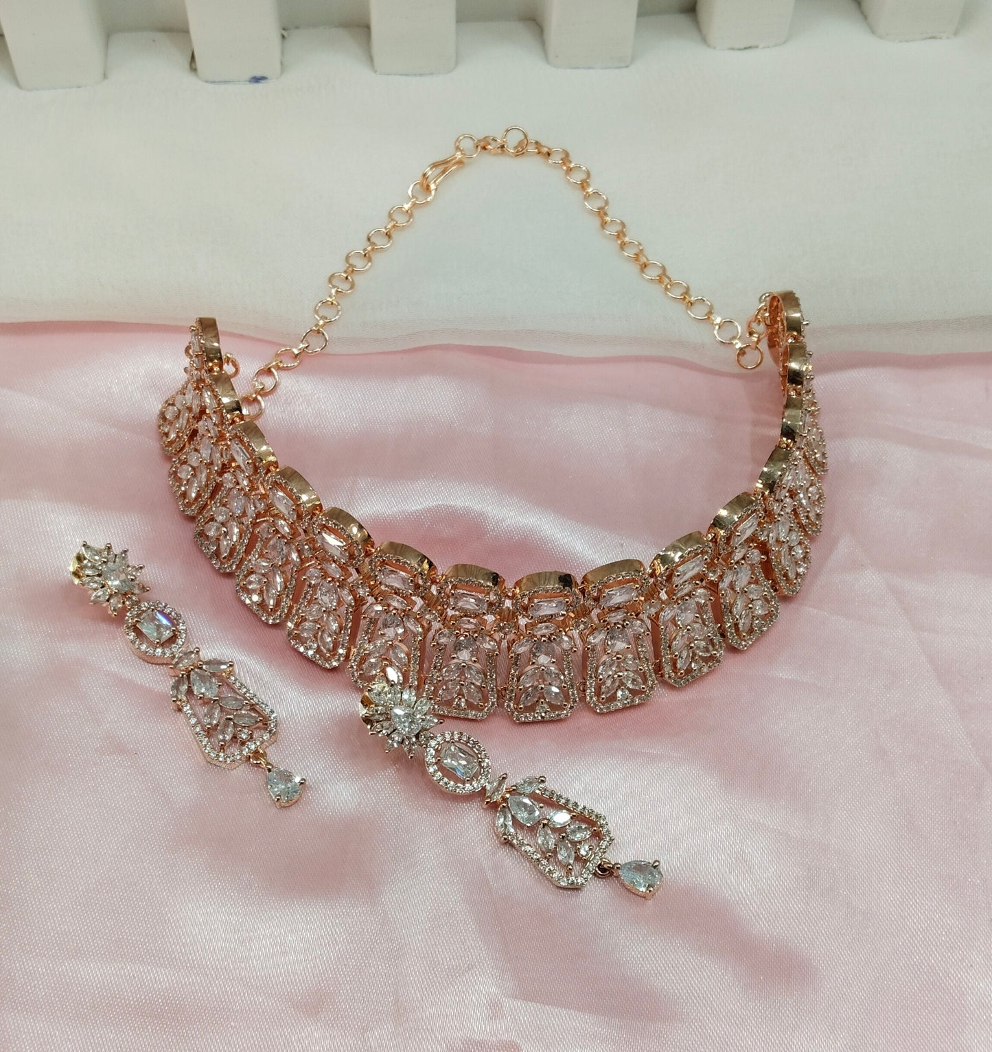 White Rose CZ Choker Jewellery Oceanside Set